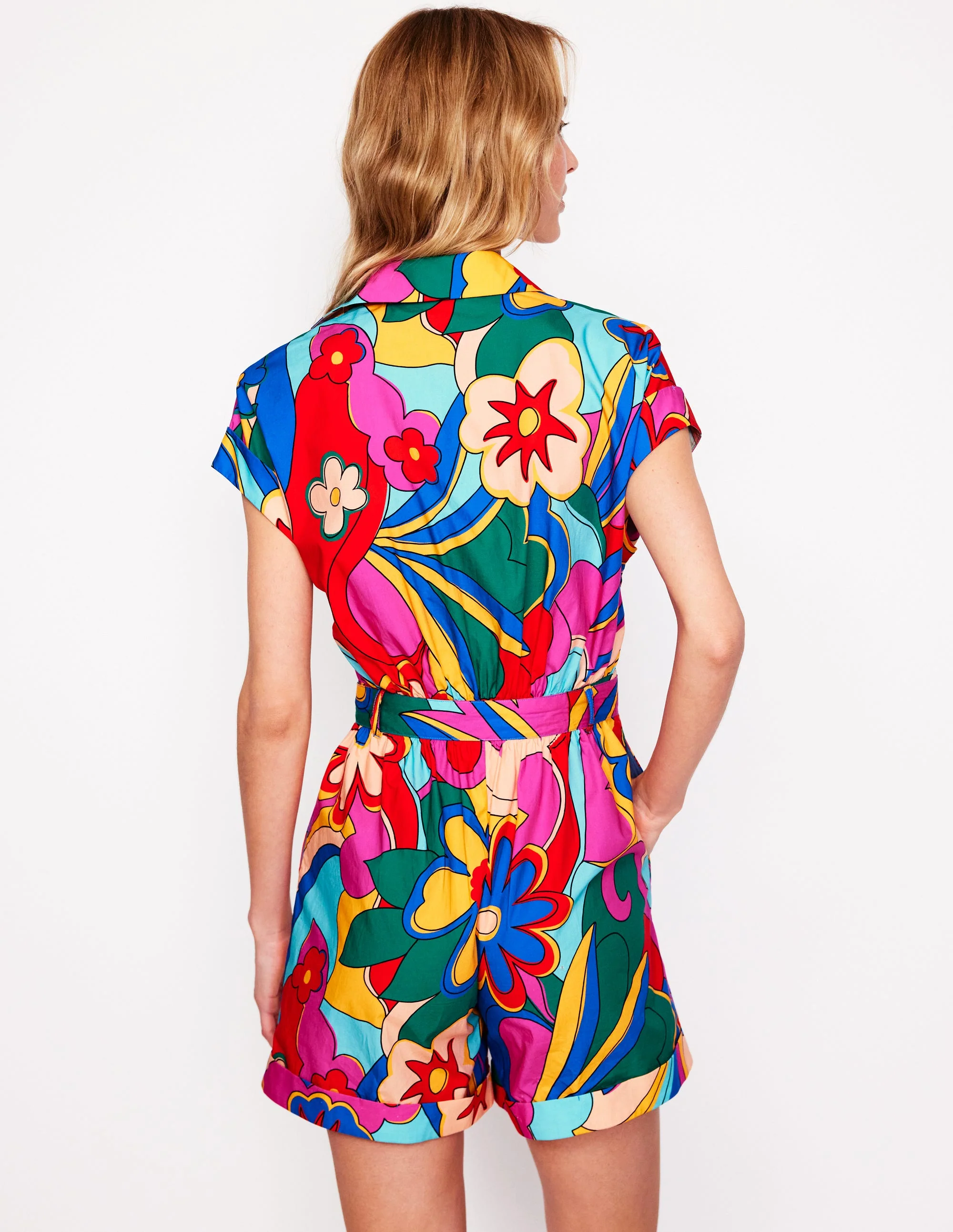 Casual Cotton Playsuit-Multi, Blossomy Pop - Image 3