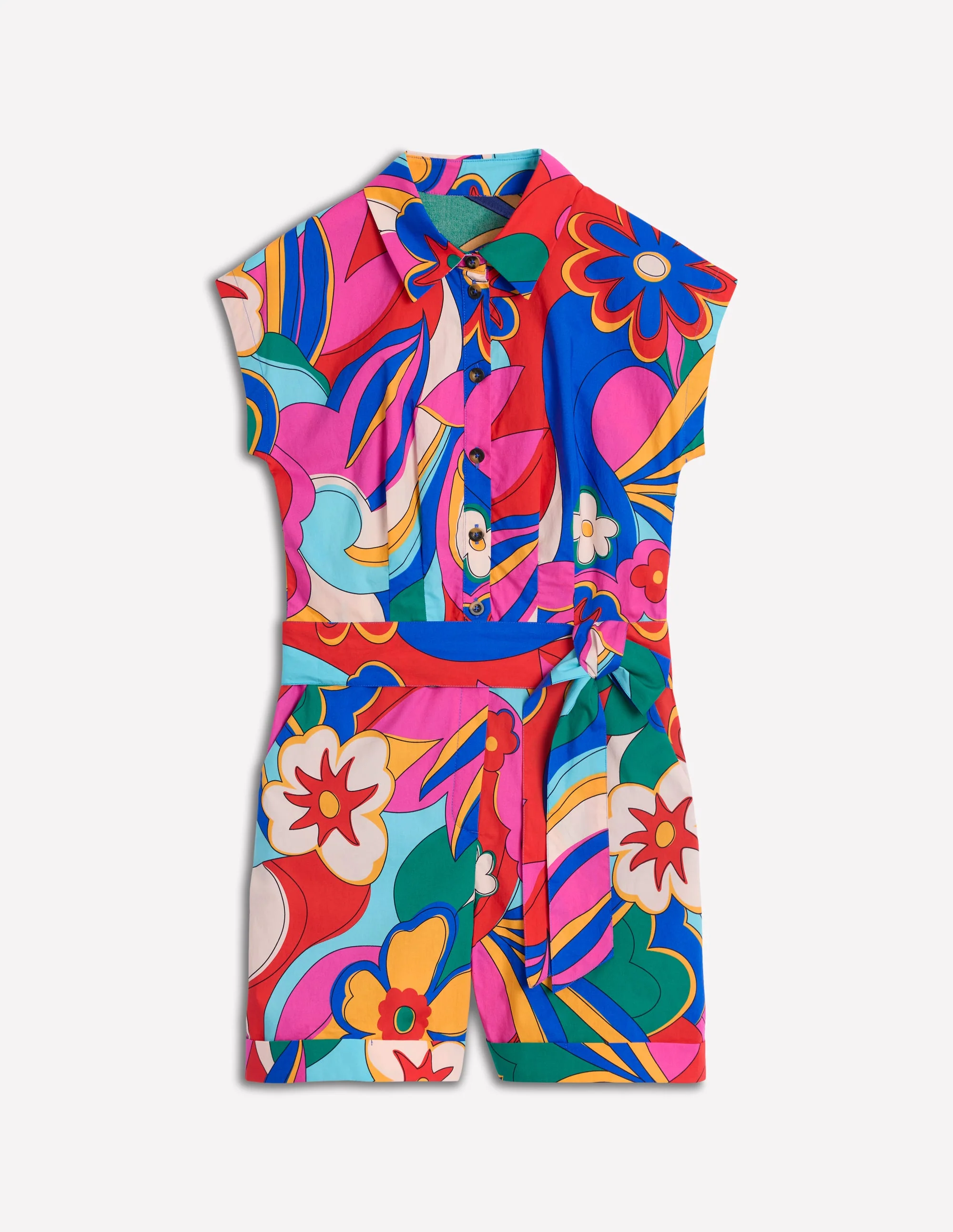 Casual Cotton Playsuit-Multi, Blossomy Pop - Image 7