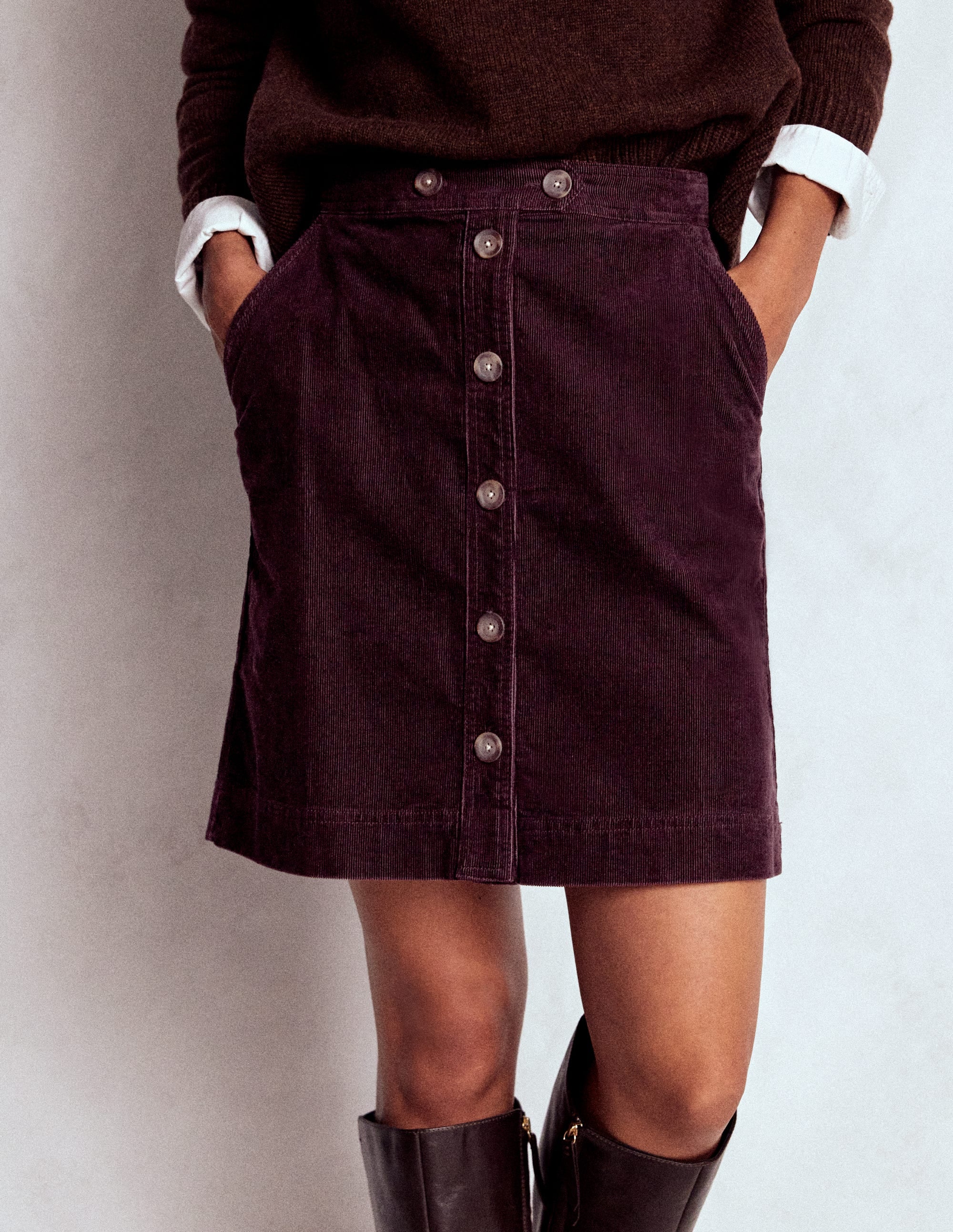 Cecelia Cord Skirt-Deep Aubergine - Image 4