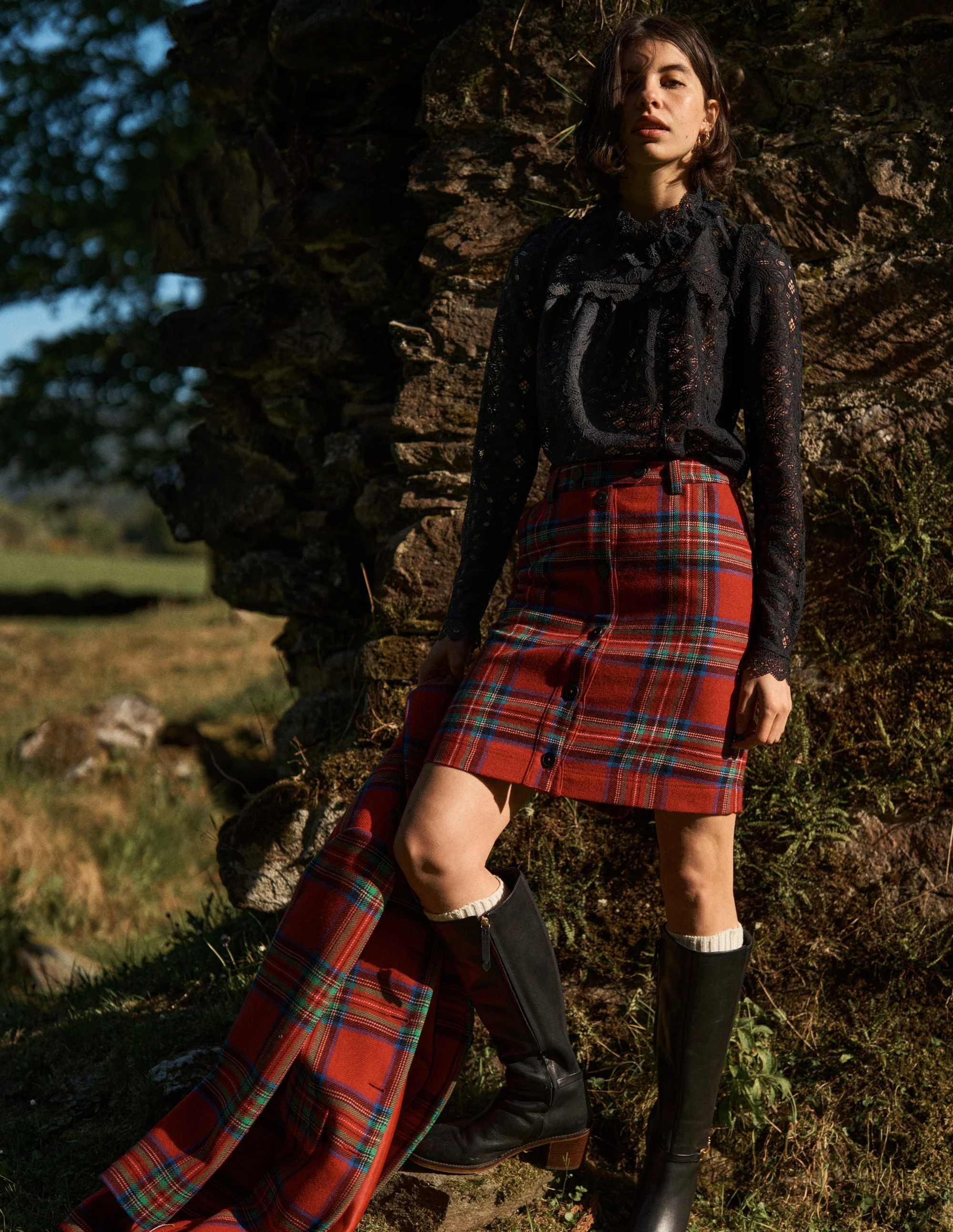 Cecelia Wool Skirt-Red, Blue and Green Check - Image 5