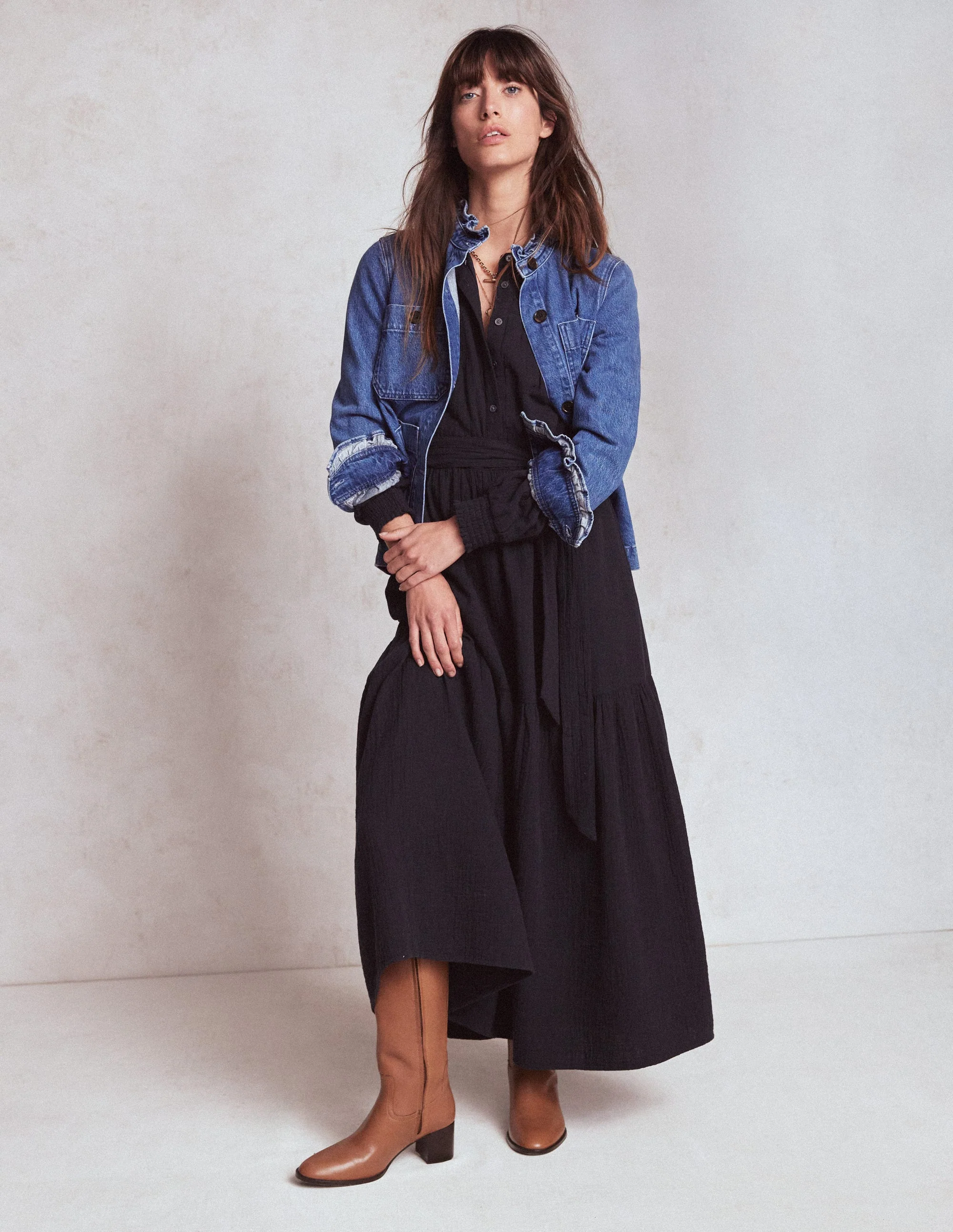 Cecily Double Cloth Midi Dress-Midnight Blue - Image 6
