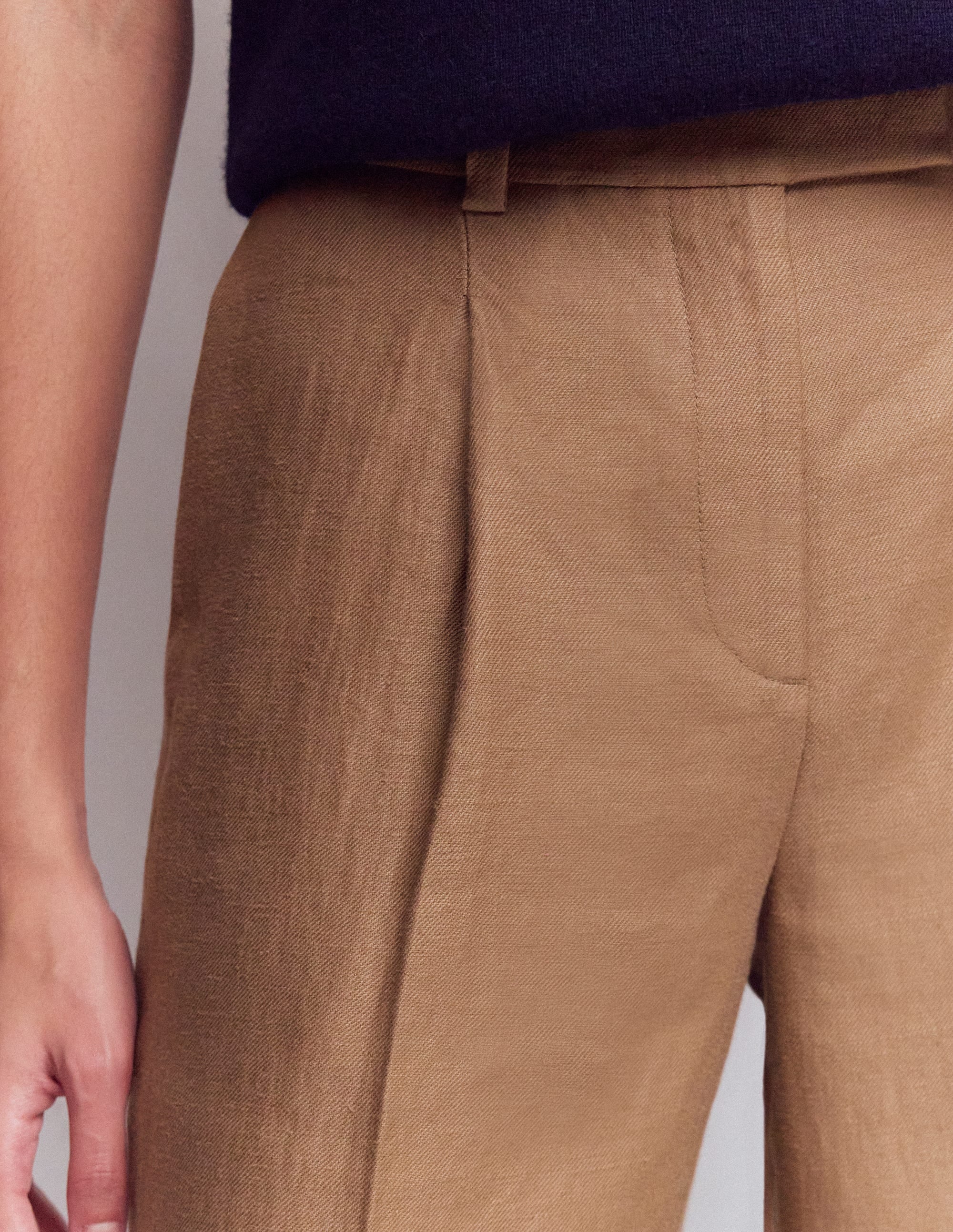 Chiswick Crop Linen Trousers-Amphora - Image 2
