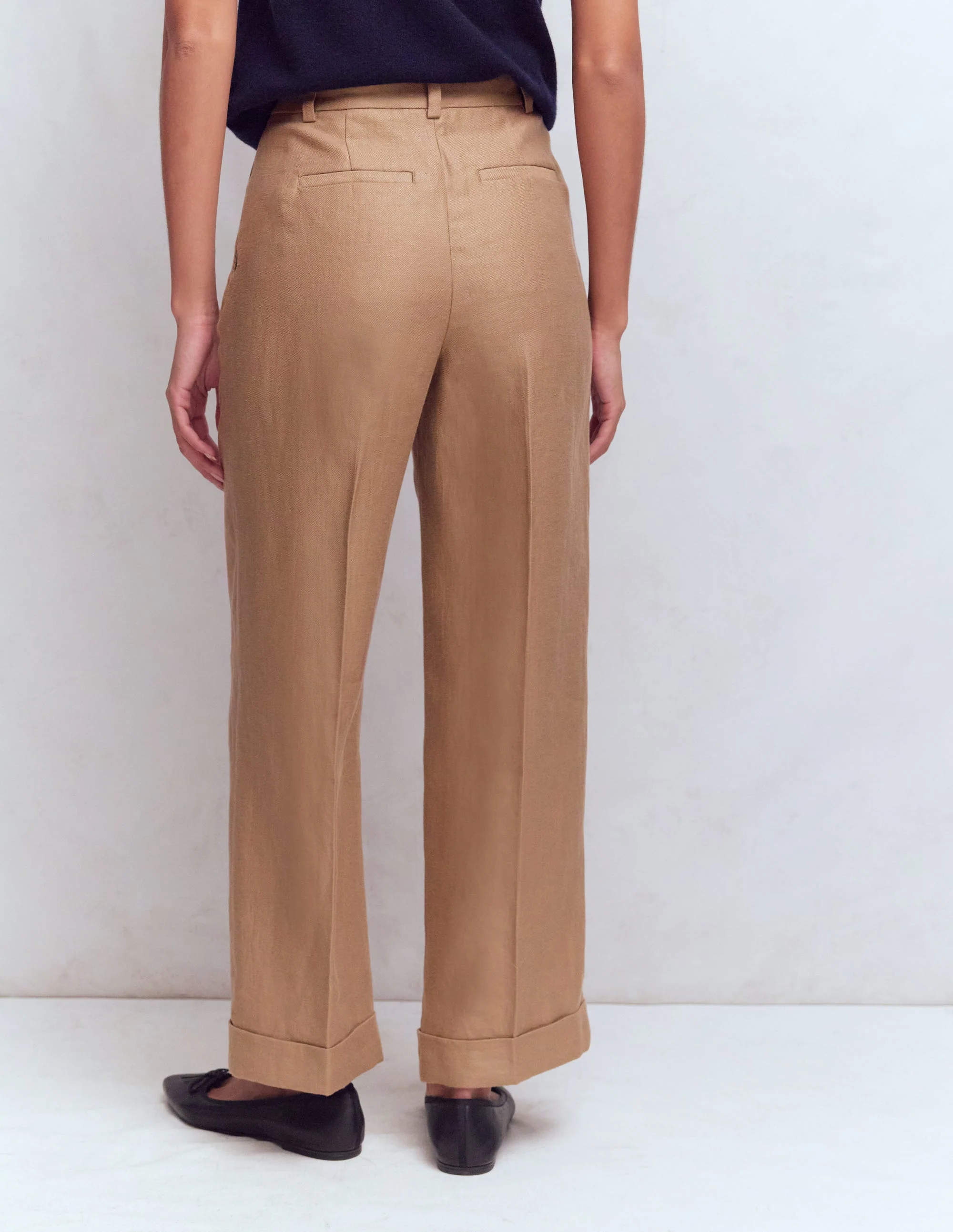 Chiswick Crop Linen Trousers-Amphora - Image 3