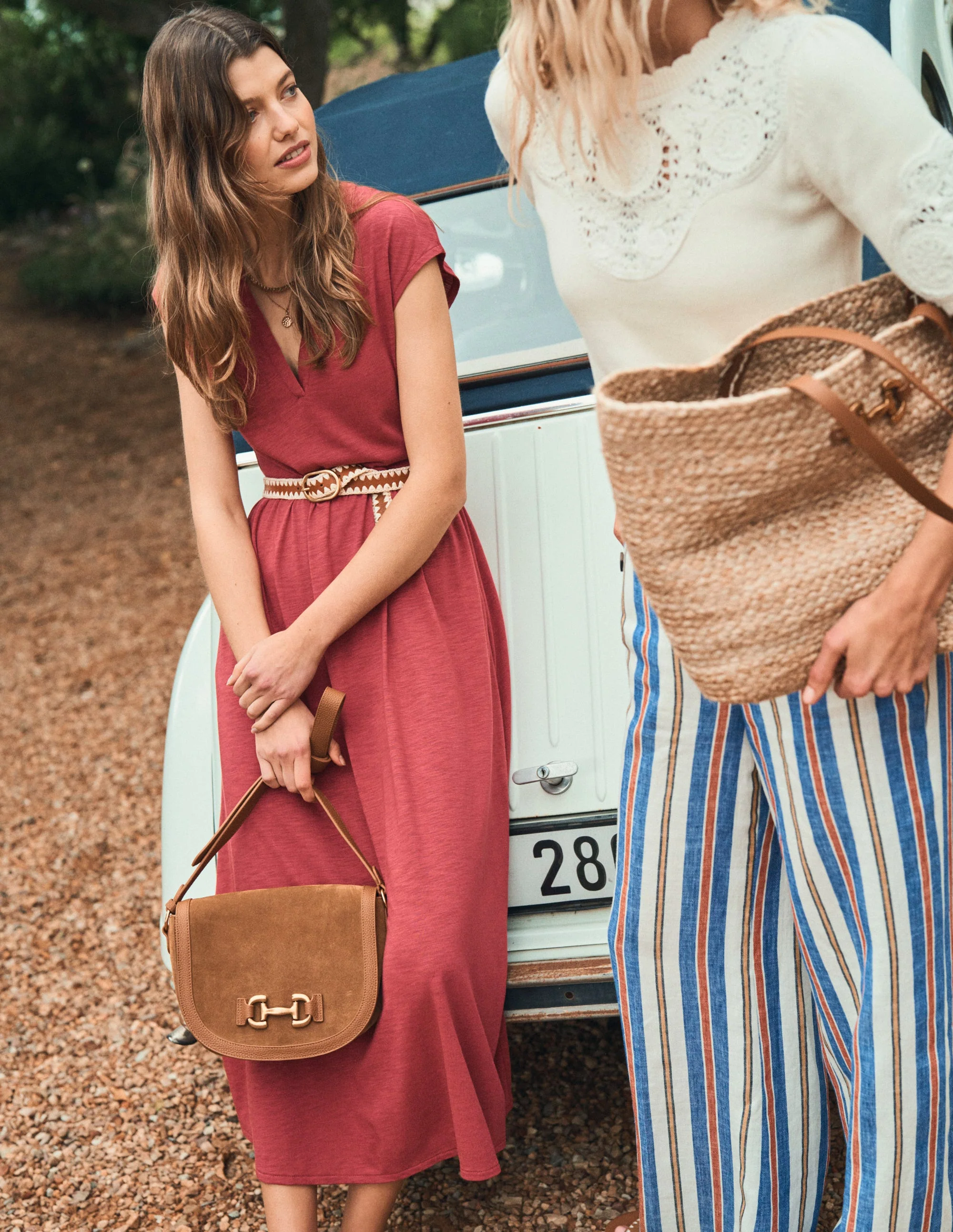 Chloe Jersey Midi Dress-Terracotta Red - Image 5