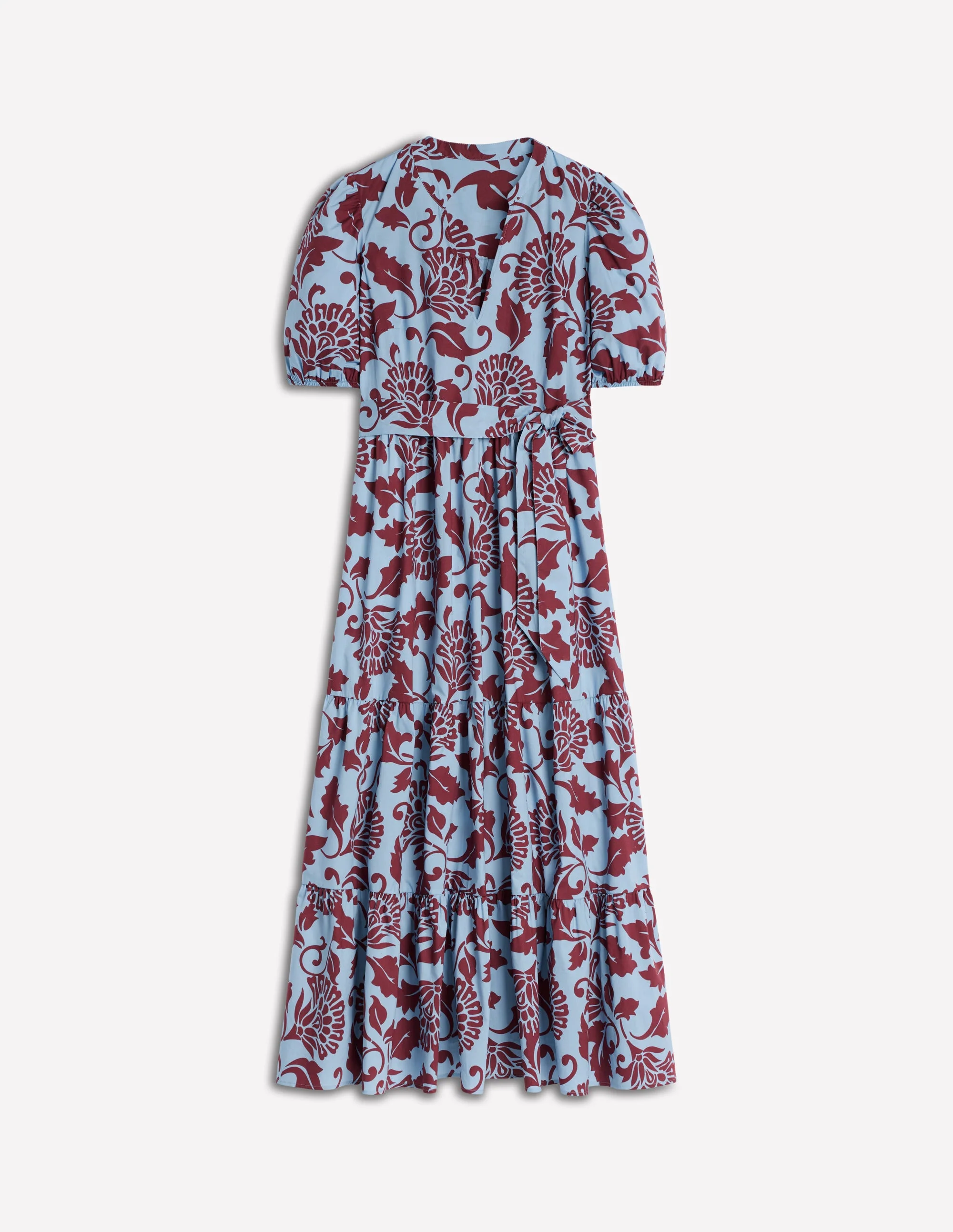 Christabel Cotton Midi Dress-Glacier Blue, Ornate Vine - Image 5