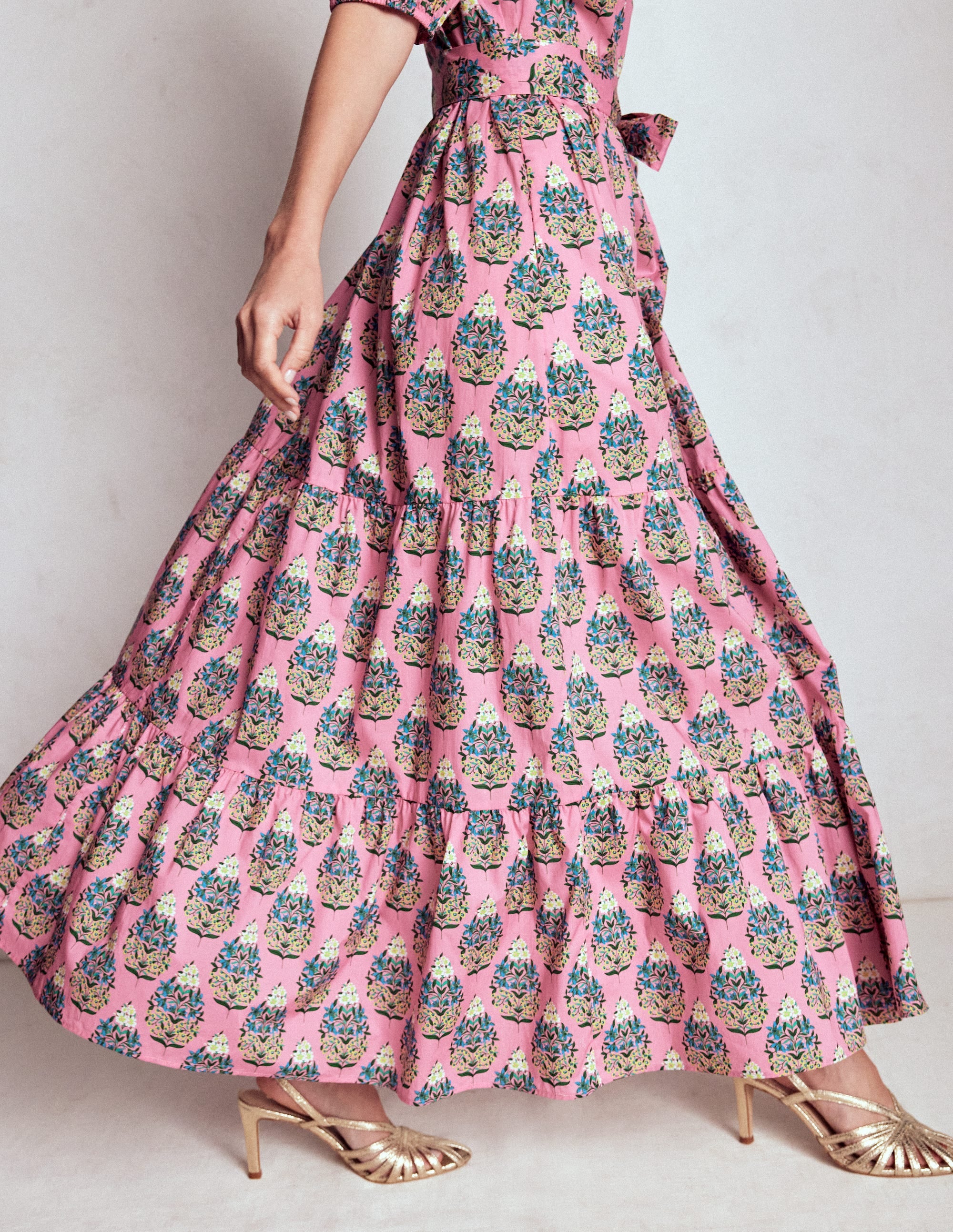 Christabel Cotton Midi Dress-Pink, Wildflower Bouquet - Image 6