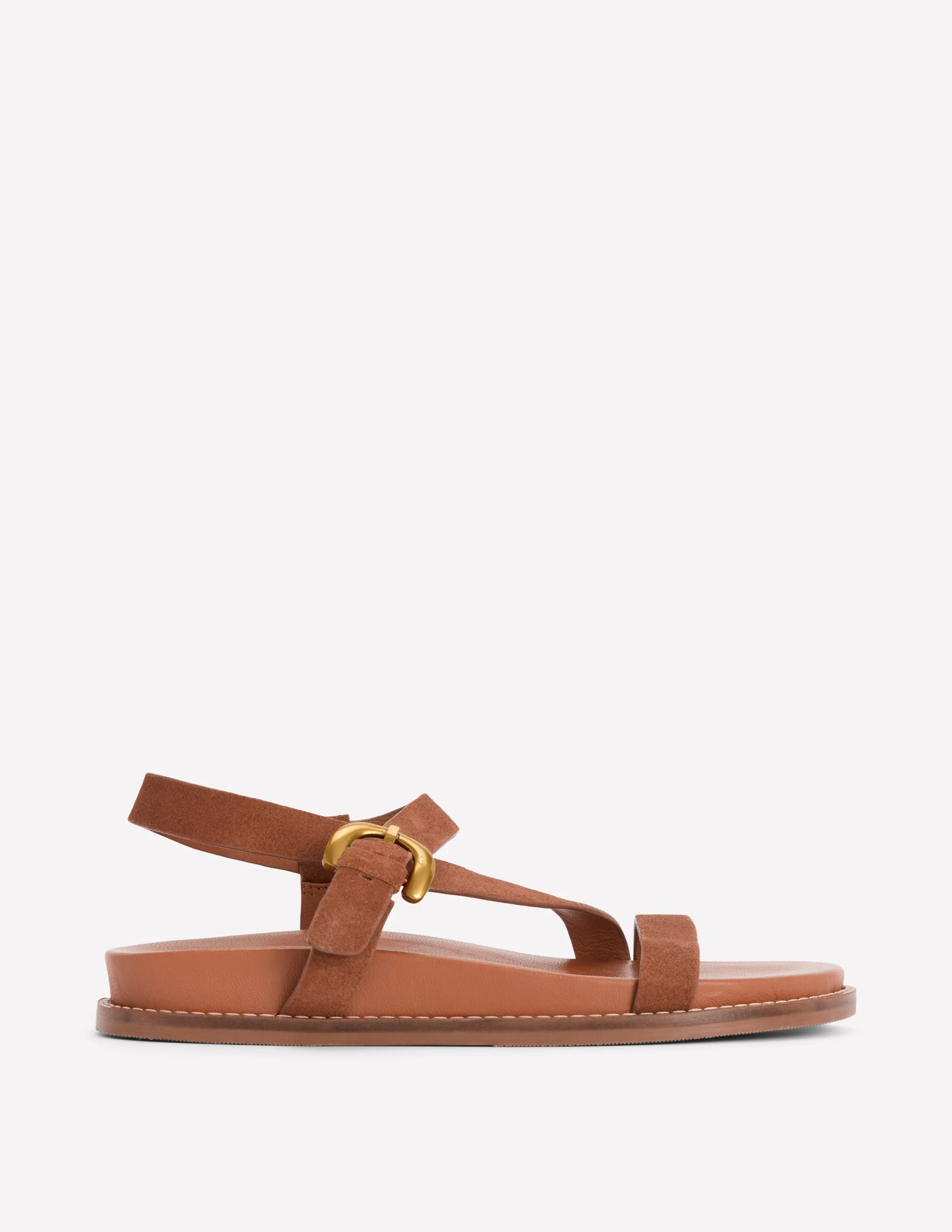 Chunky Asymmetric Sandal-Tan Suede