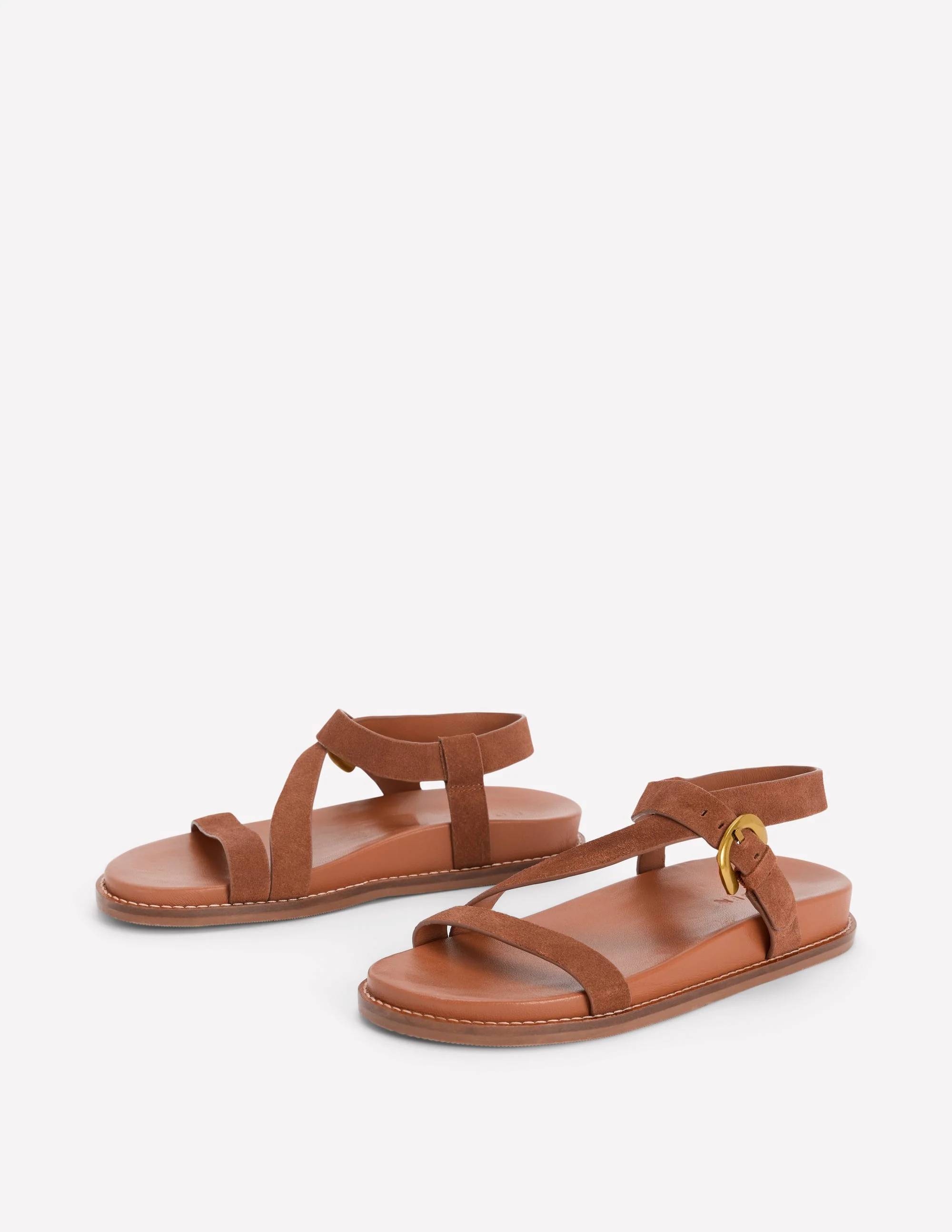 Chunky Asymmetric Sandal-Tan Suede - Image 3