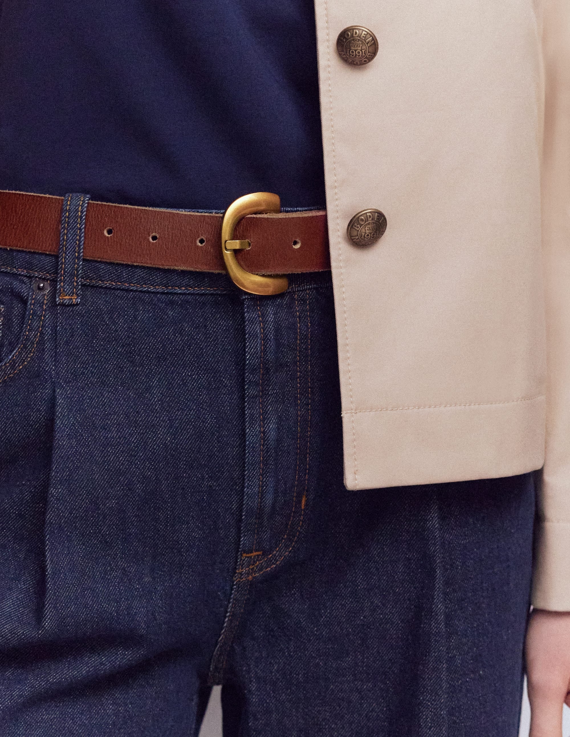 Chunky Buckle Belt-Dark Tan - Image 2
