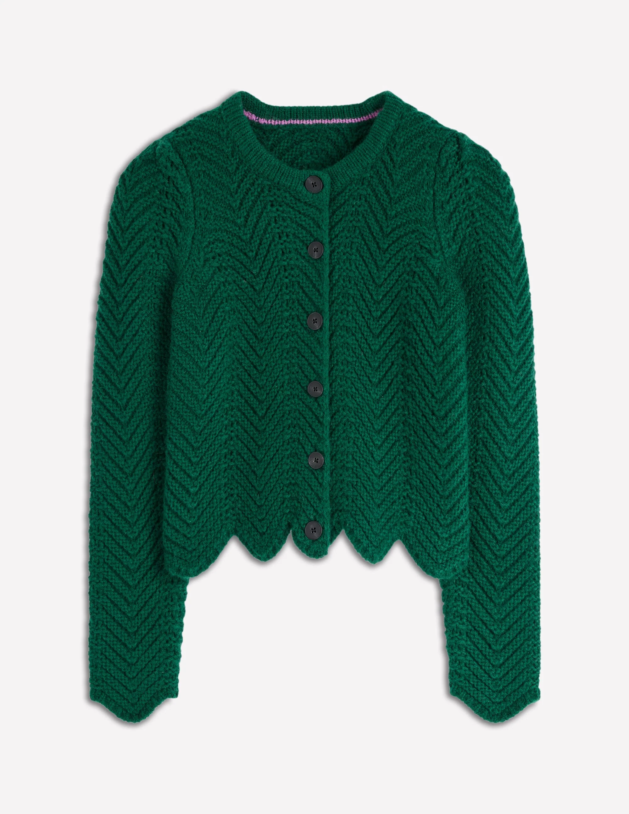 Chunky Chevron Knitted Jacket-Emerald Night - Image 6