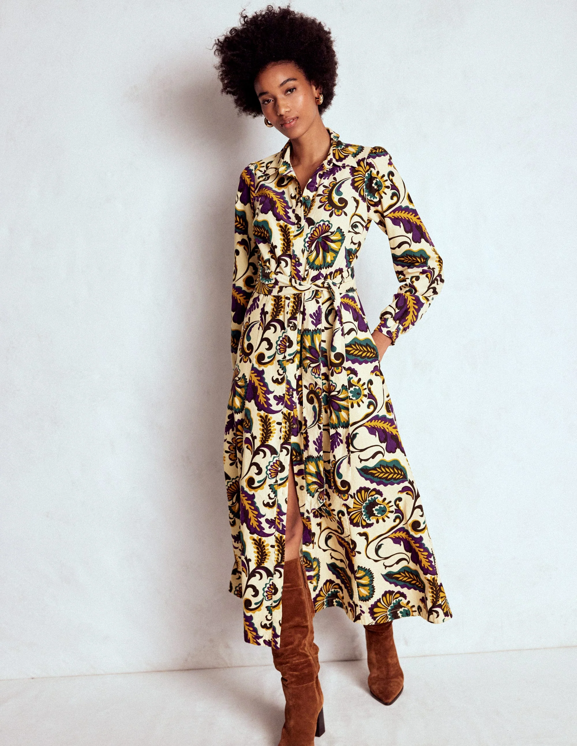 Clara Cord Midi Dress-Multi, Ornate Meadow - Image 4