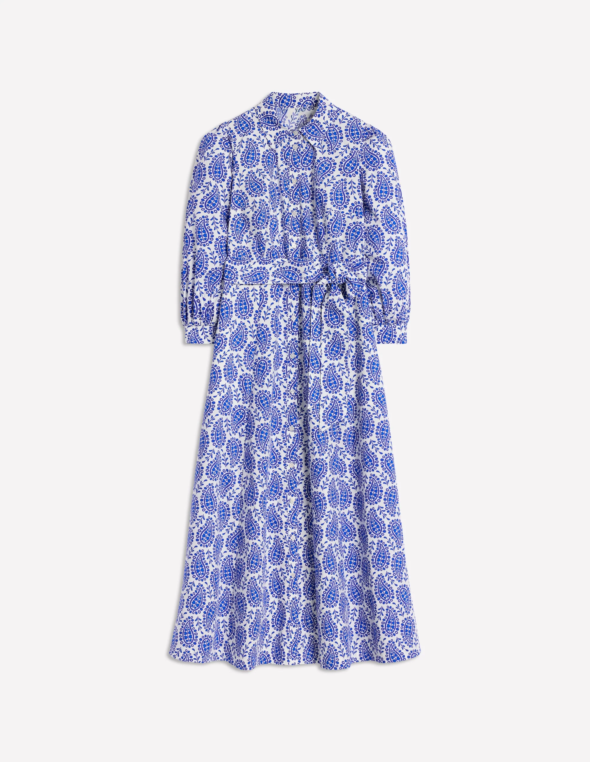 Clara Cotton Shirt Dress-Bright Blue, Paisley Heart - Image 7