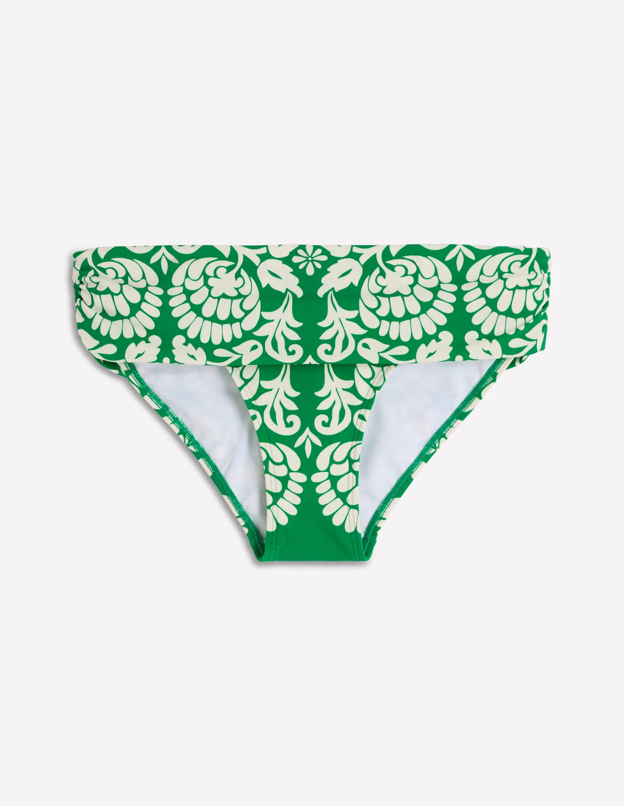 Classic Fold Bikini Bottoms-Rich Emerald, Ornate Floret - Image 6