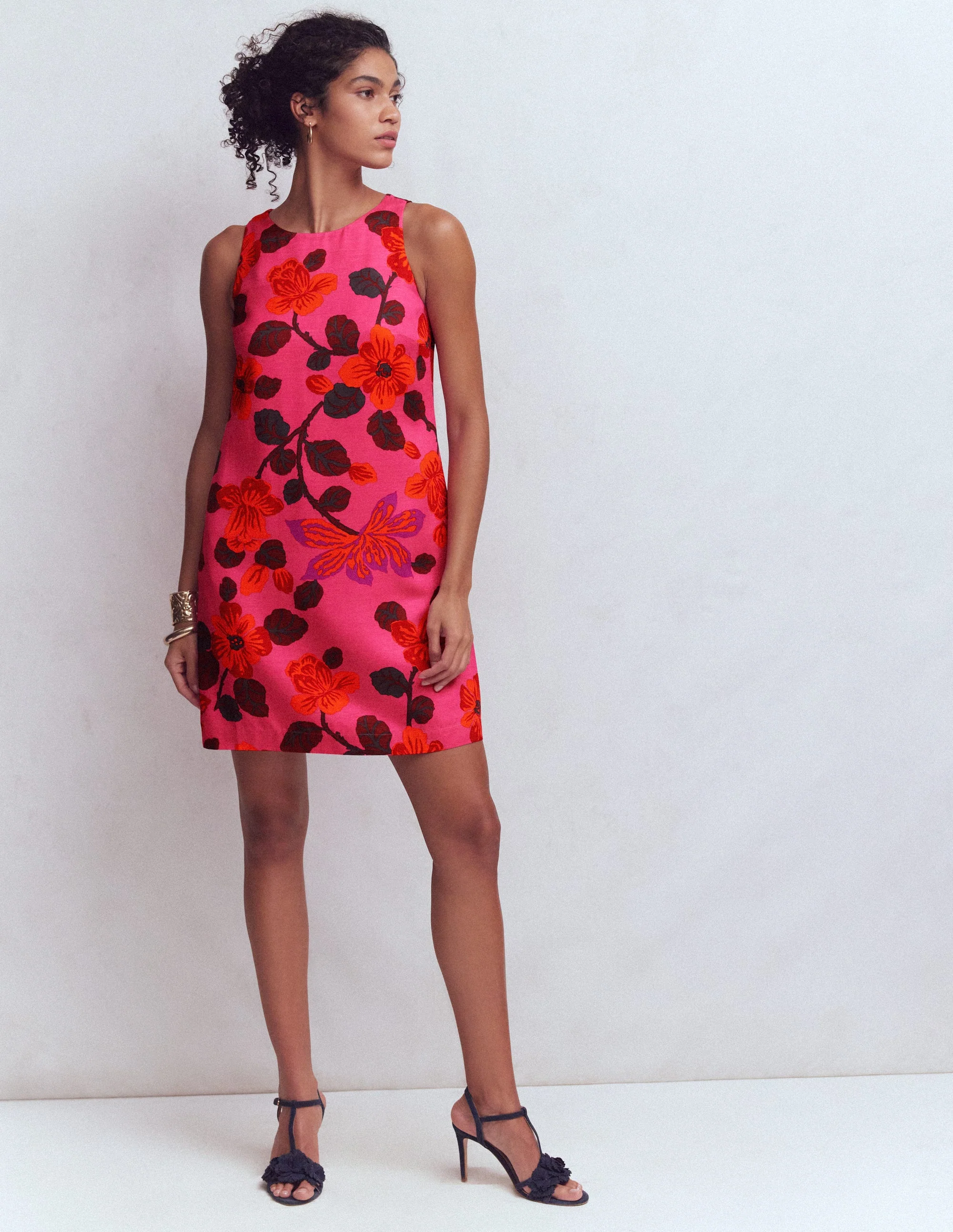 Classic Shift Dress-Pink, Elaborate Blossom - Image 5