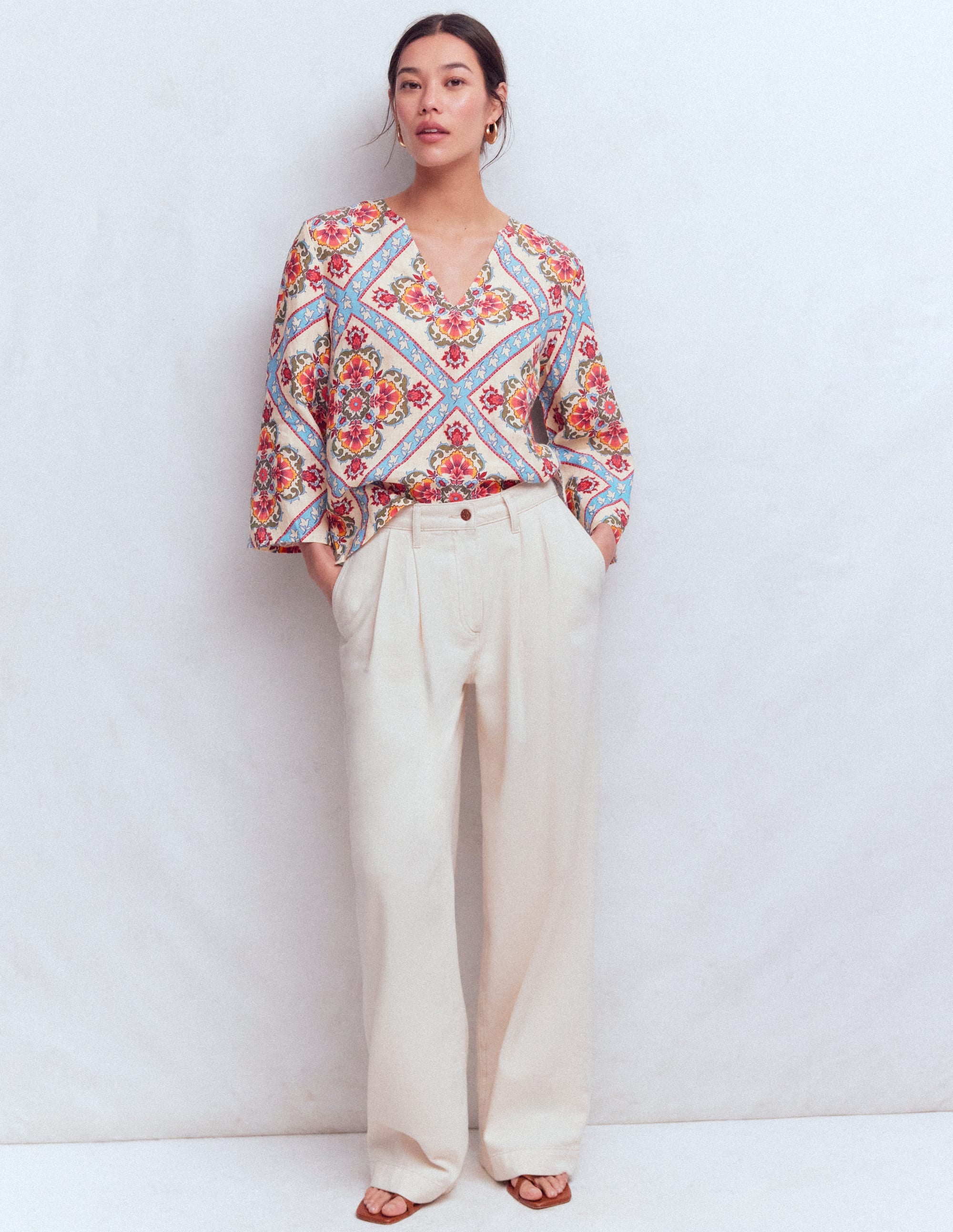 Cleo Linen Top-Floral tile Placement - Image 4