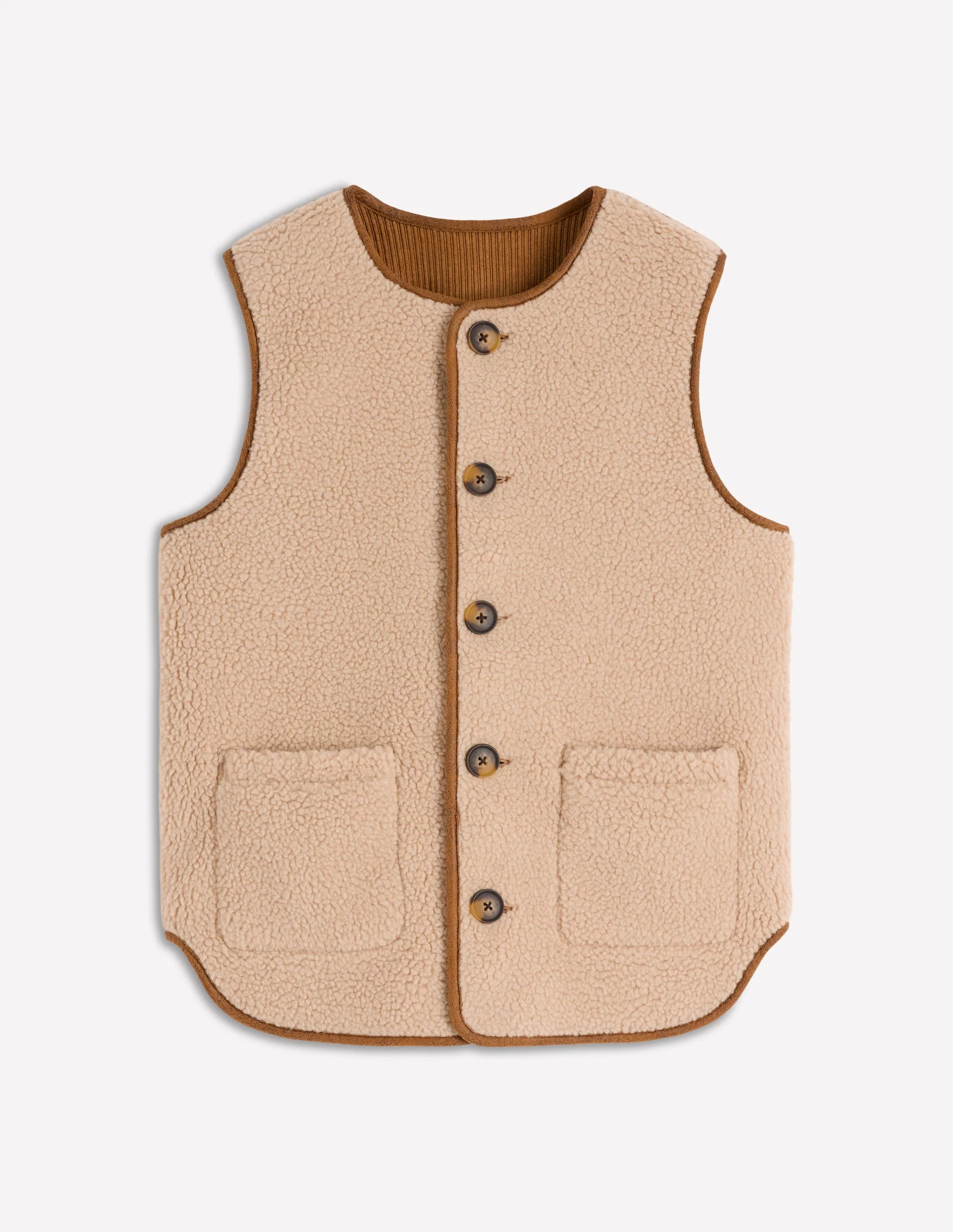 Clerkenwell Reversible Gilet-Hazelnut Brown, Natural - Image 7