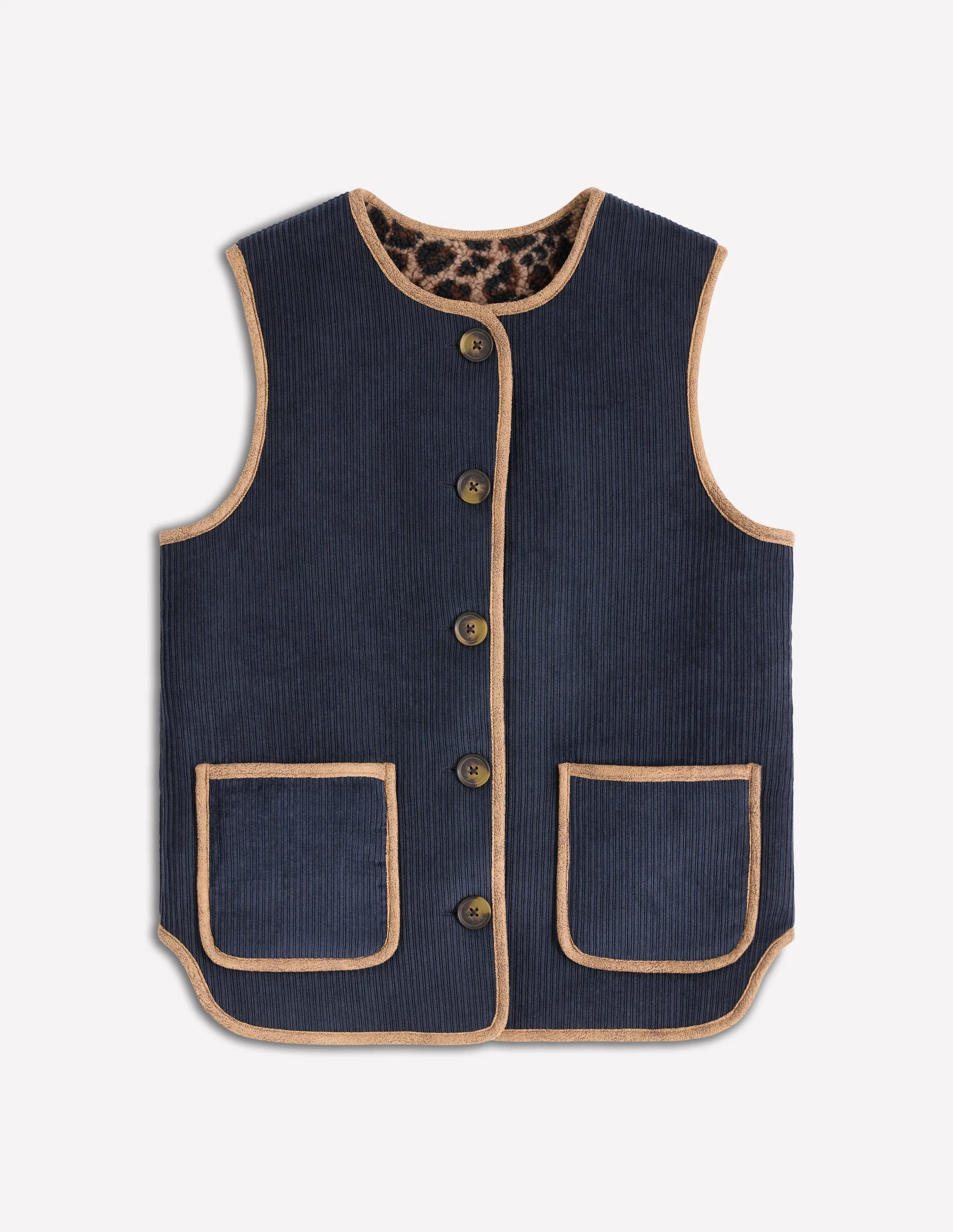 Clerkenwell Reversible Gilet-Navy, Leopard - Image 8