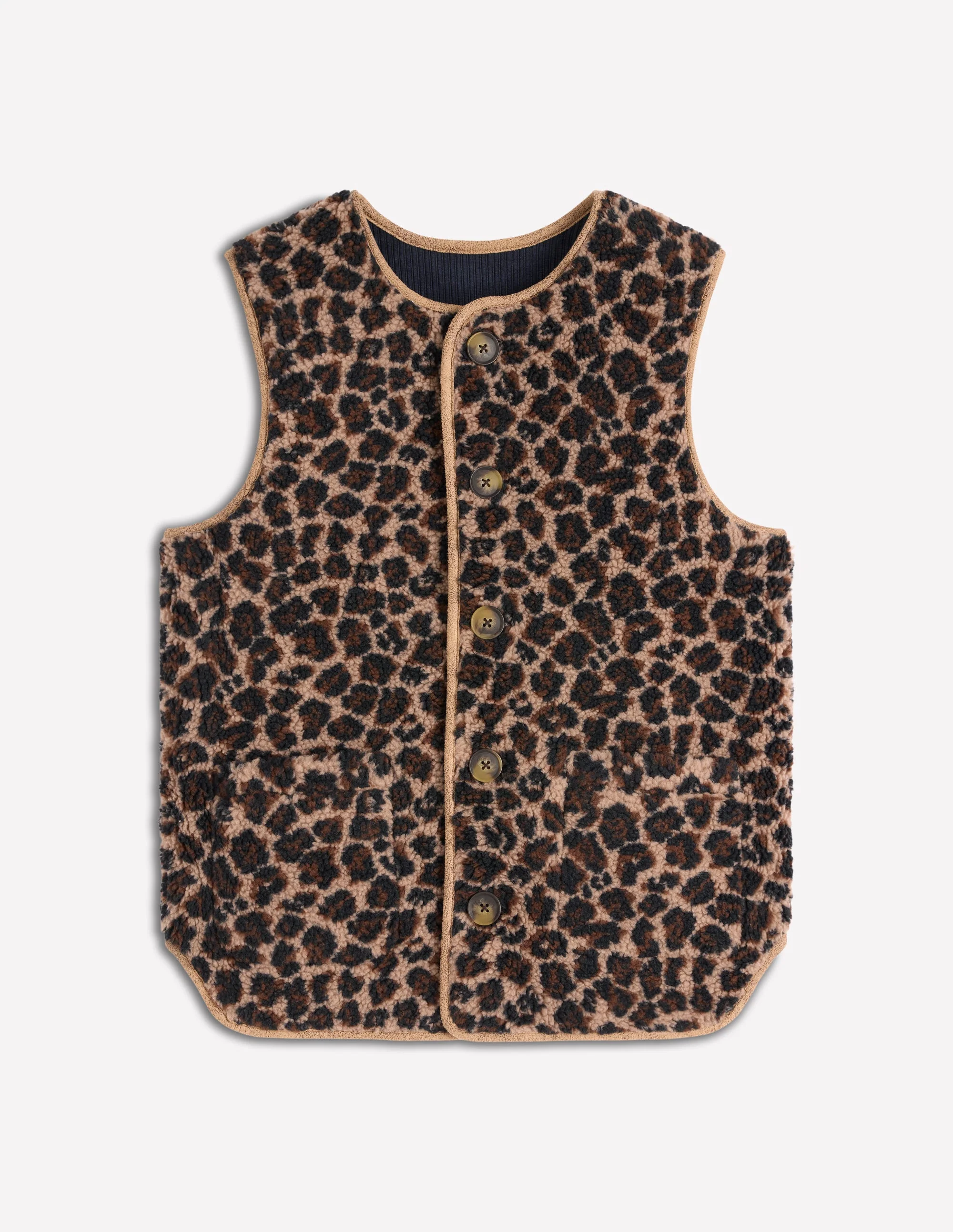 Clerkenwell Reversible Gilet-Navy, Leopard - Image 9