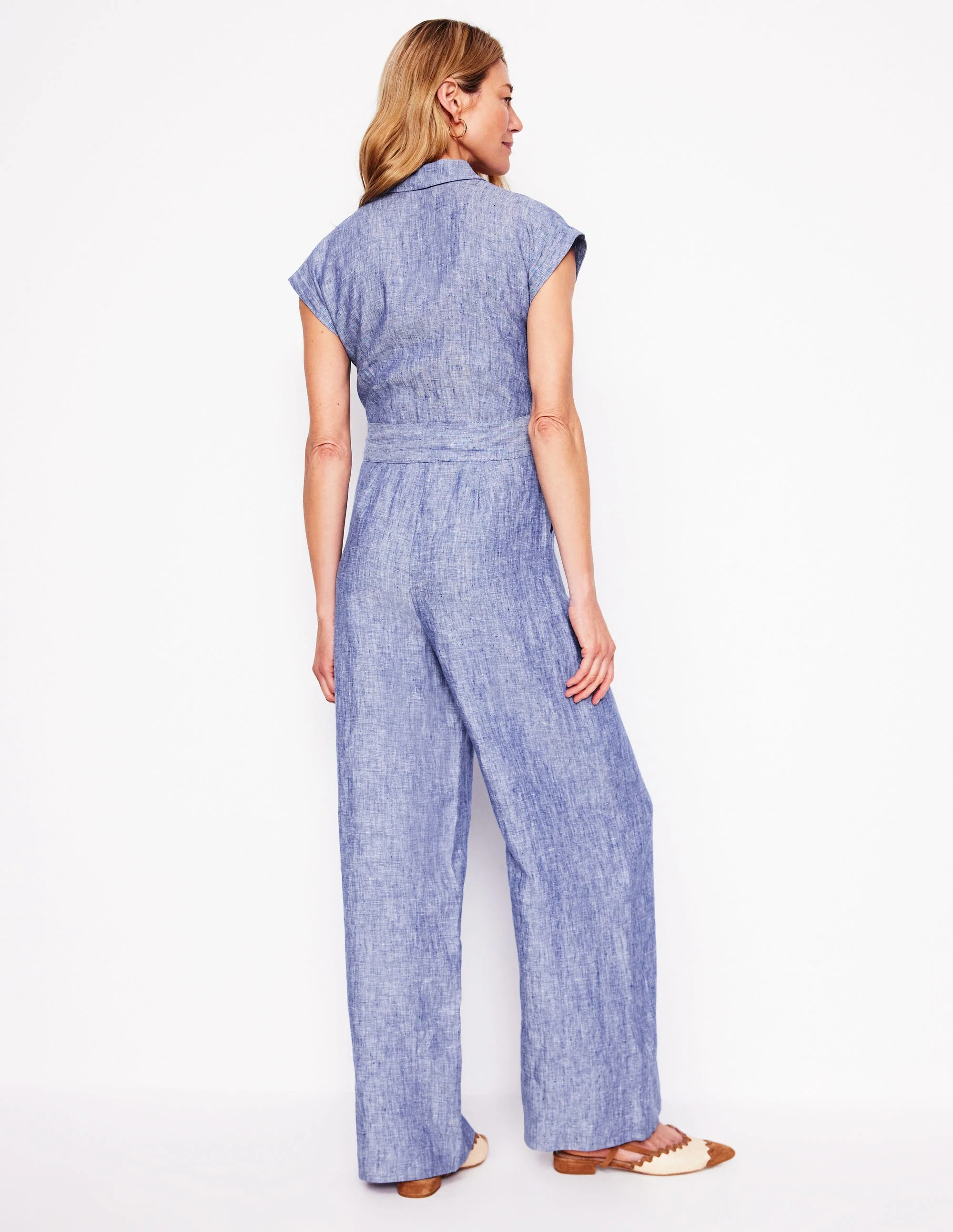Colette Linen Jumpsuit-Authentic Blue Chambray - Image 3