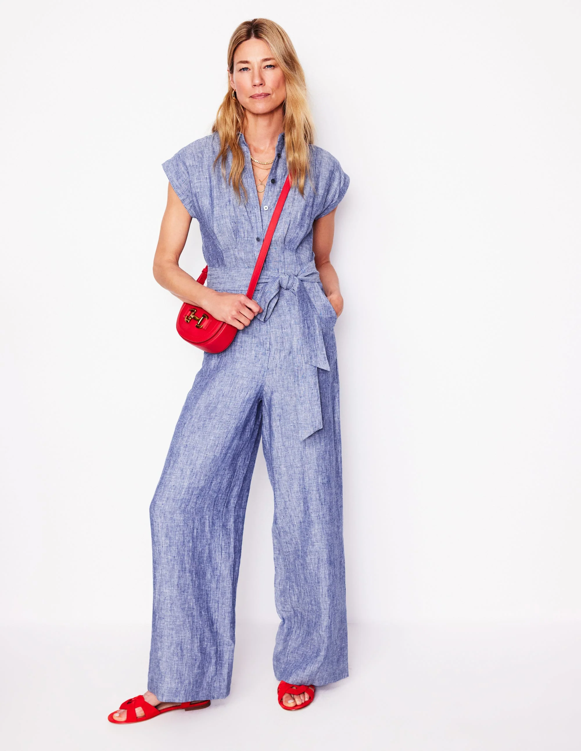 Colette Linen Jumpsuit-Authentic Blue Chambray - Image 5