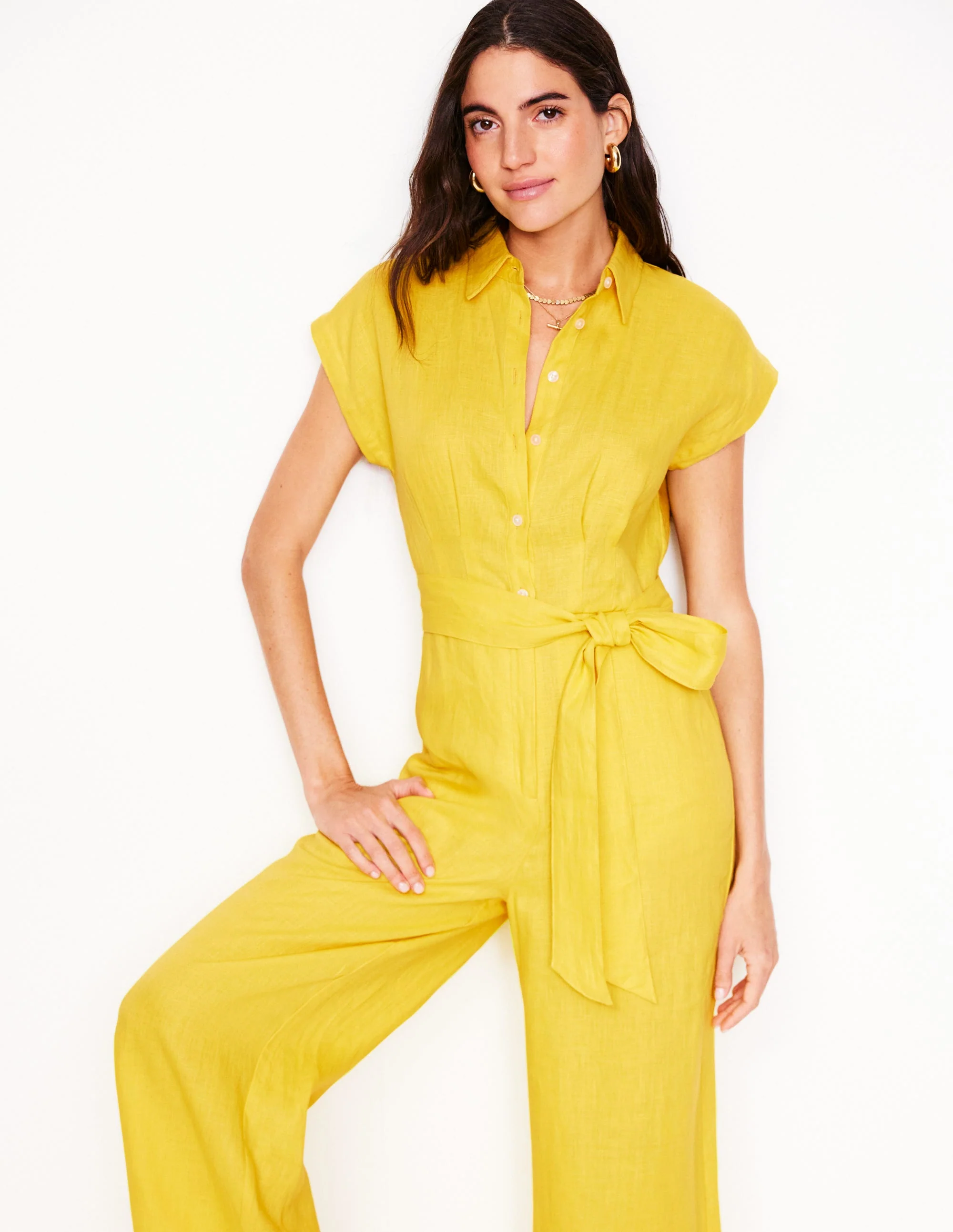 Colette Linen Jumpsuit-Pineapple Yellow - Image 4