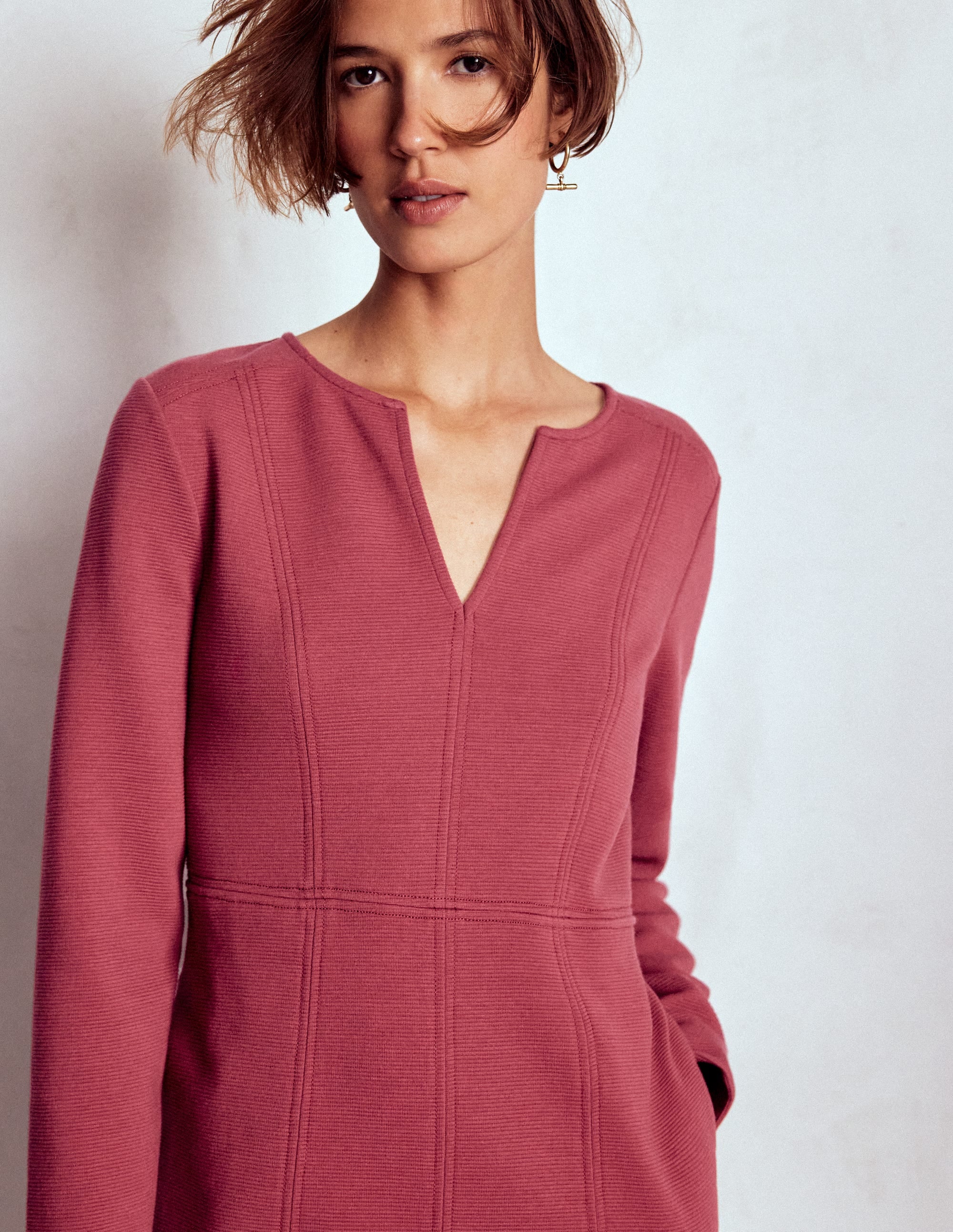 Colette Ottoman Shift Dress-Ruby Red - Image 2