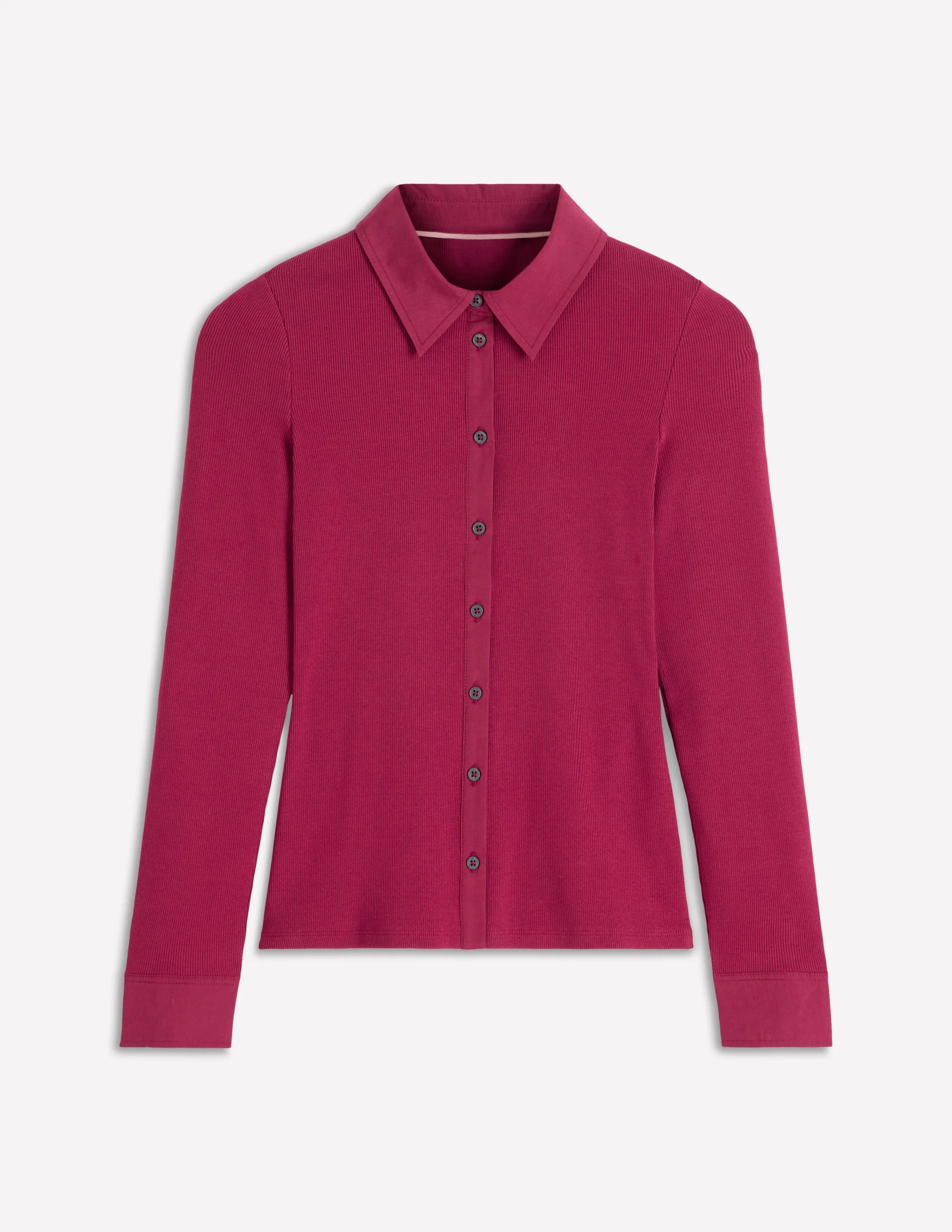 Collared Button Through Top-Ruby Red - Image 6