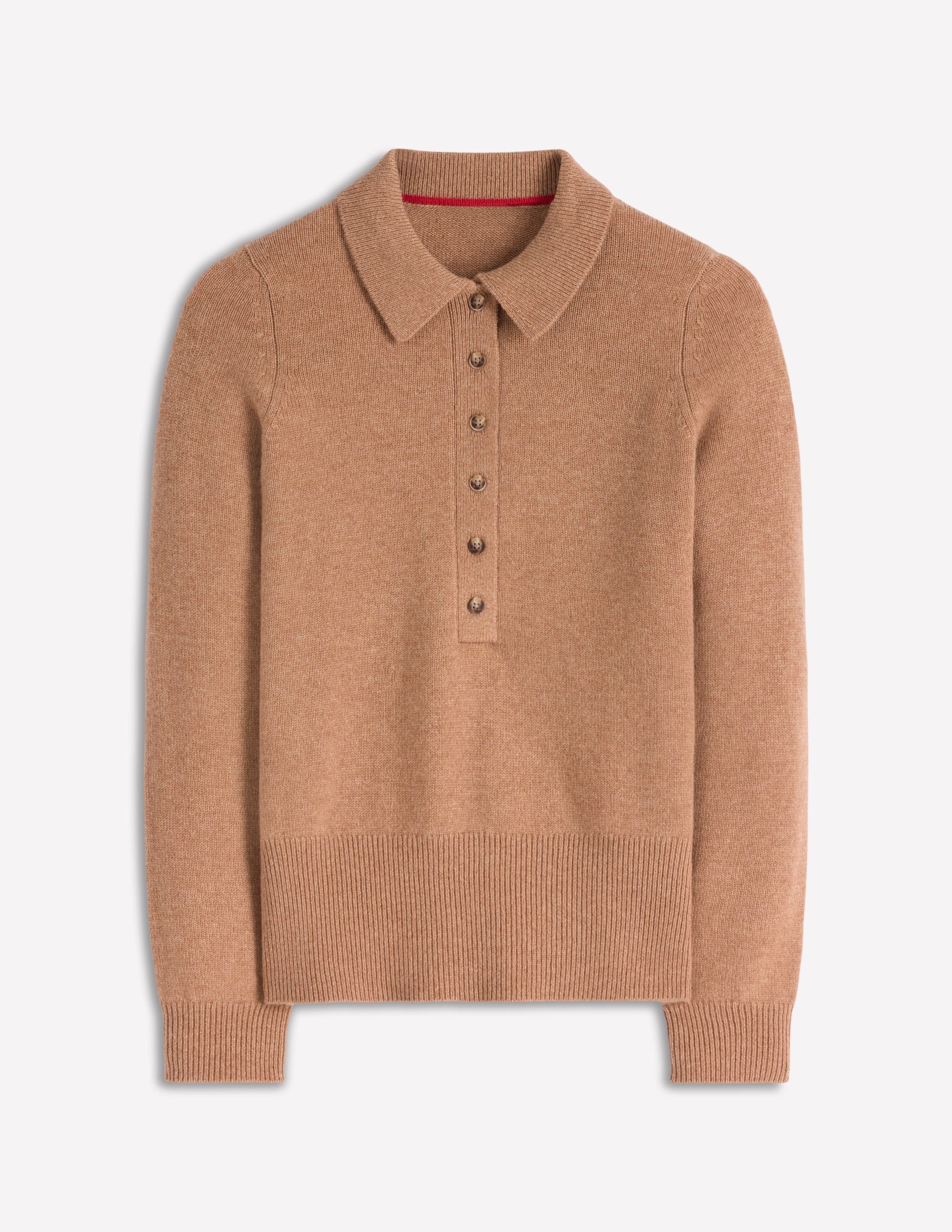 Collared Cashmere Jumper-Camel Melange - Image 5