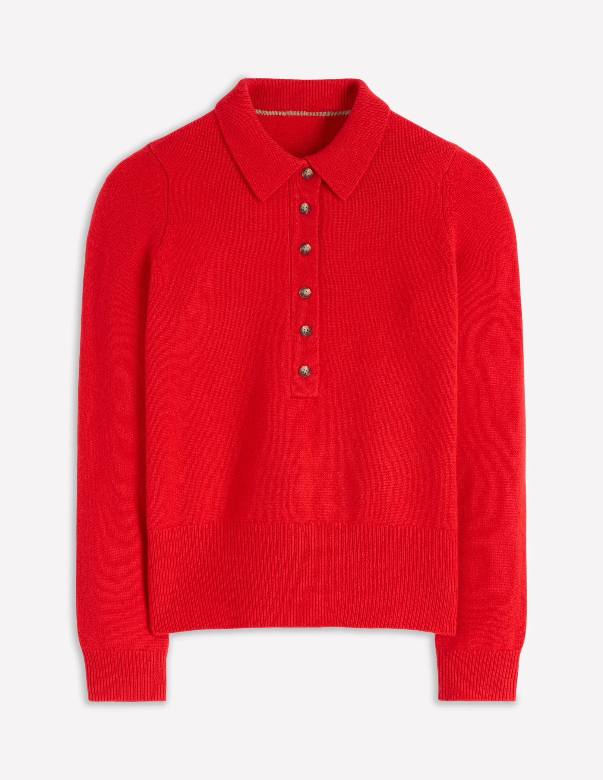 Collared Cashmere Jumper-Poppy Red - Image 5