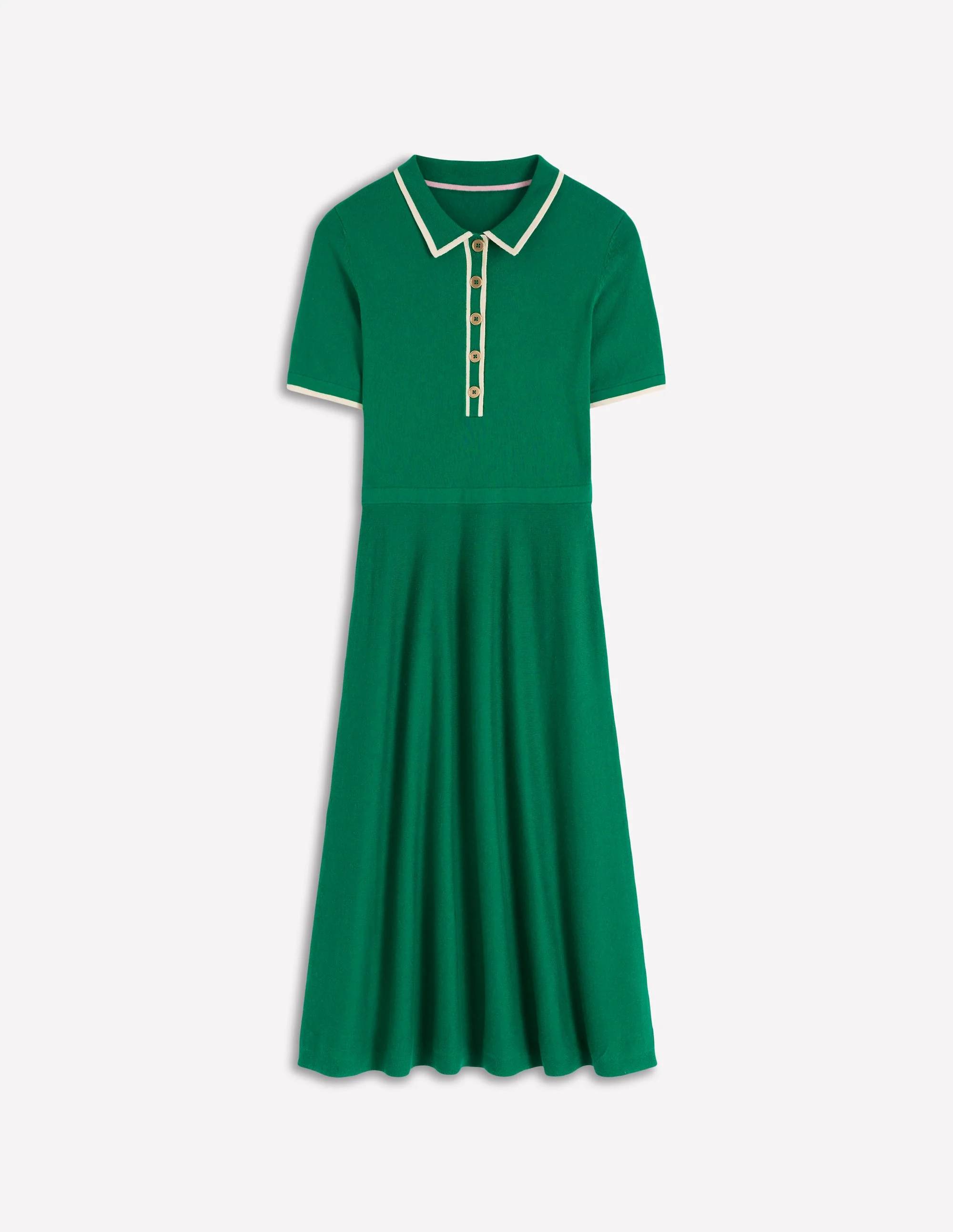 Collared Knitted Midi Dress-Fresh Green - Image 5