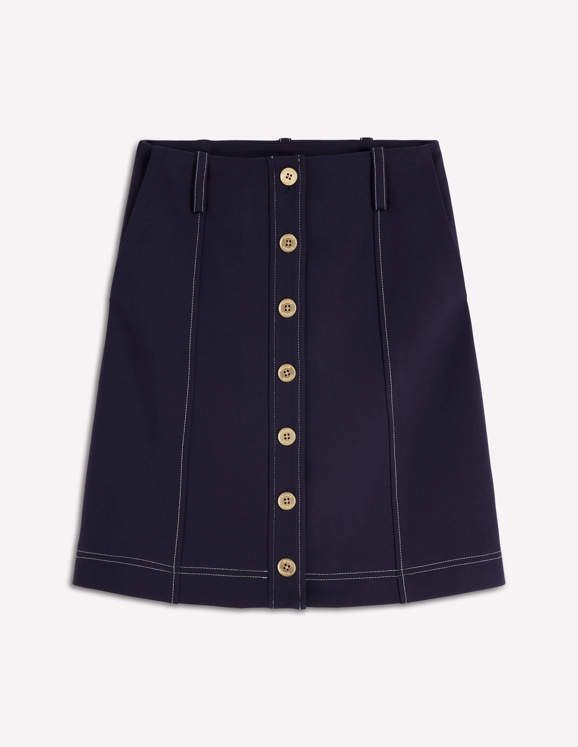 Contrast Stitch Ponte Skirt-Navy - Image 2