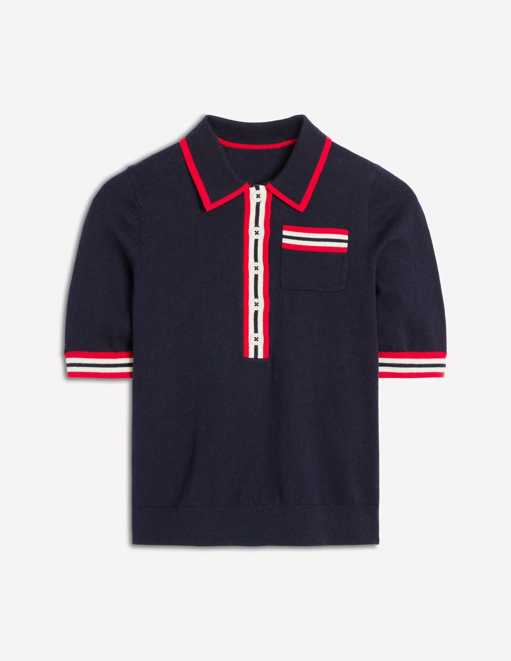 Cotton Henley T-shirt-Navy - Image 5