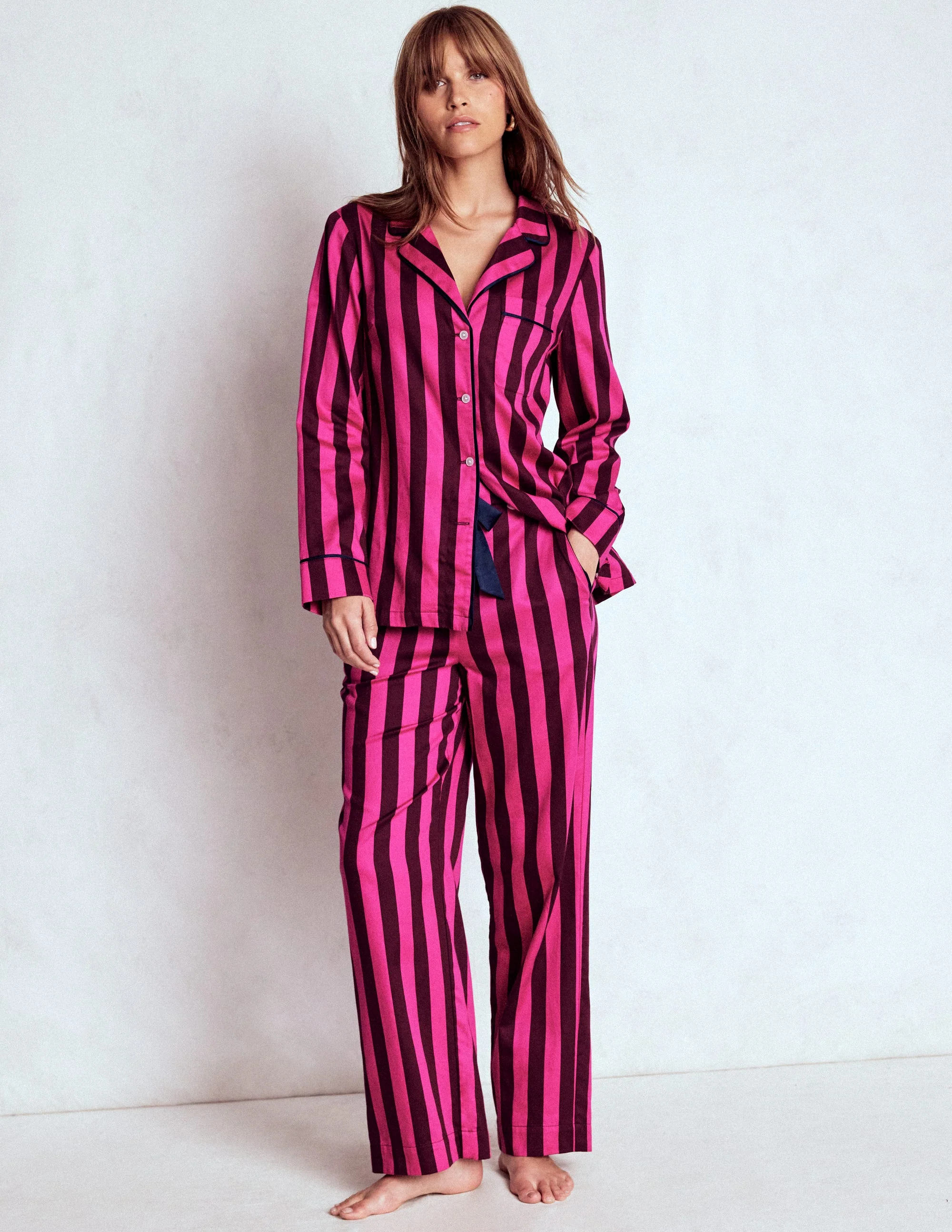 Cotton Pyjama Trousers-Pink Stripe - Image 5
