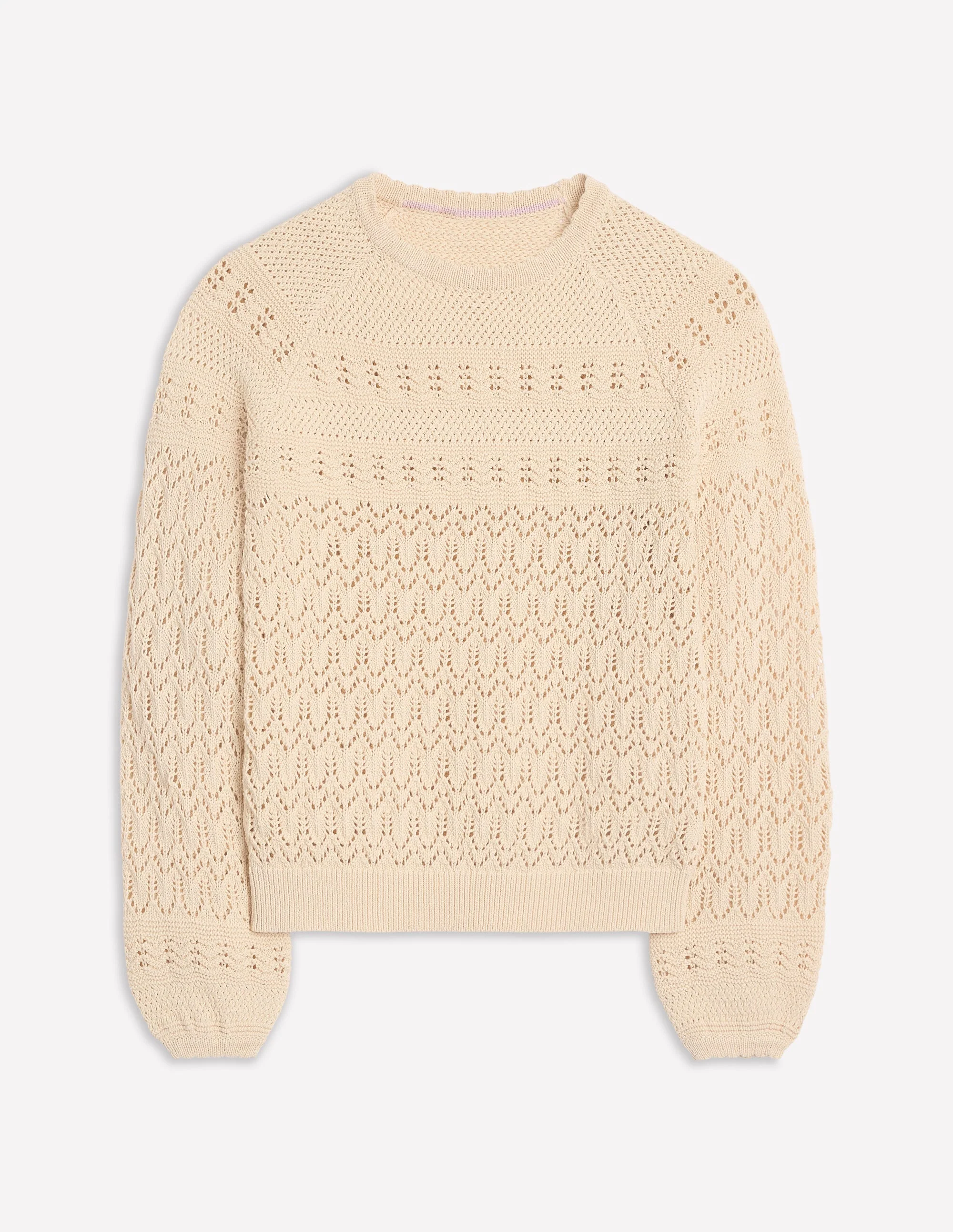 Cotton Stitch Crew Jumper-Warm Ivory - Image 5