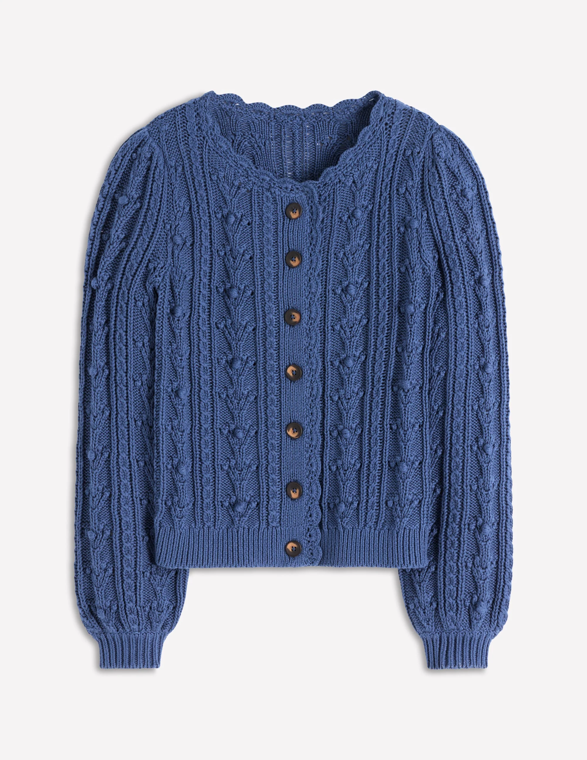 Cotton Textured Cardigan-Denim Blue - Image 5
