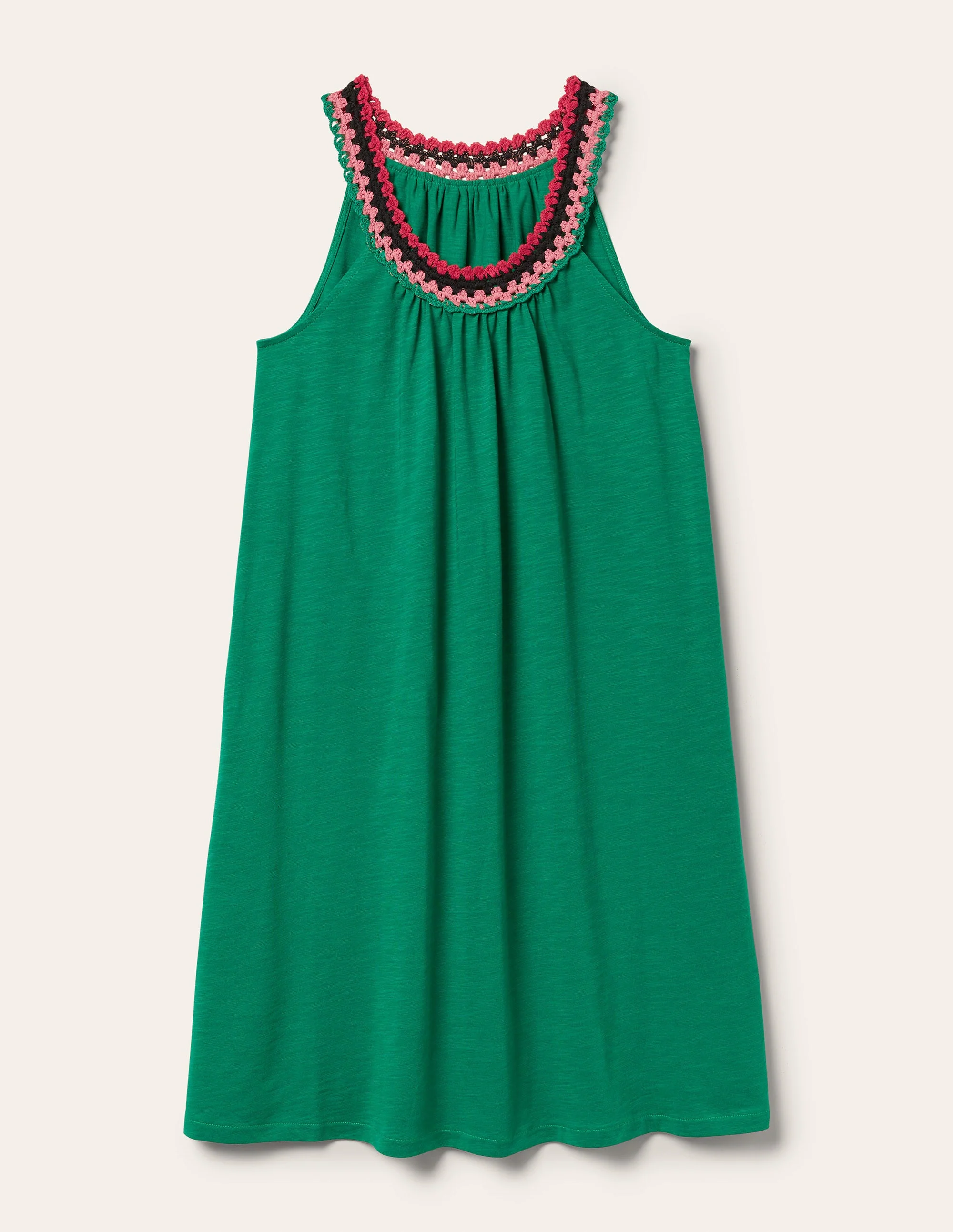 Crochet Detail Jersey Dress-Shady Glade - Image 5