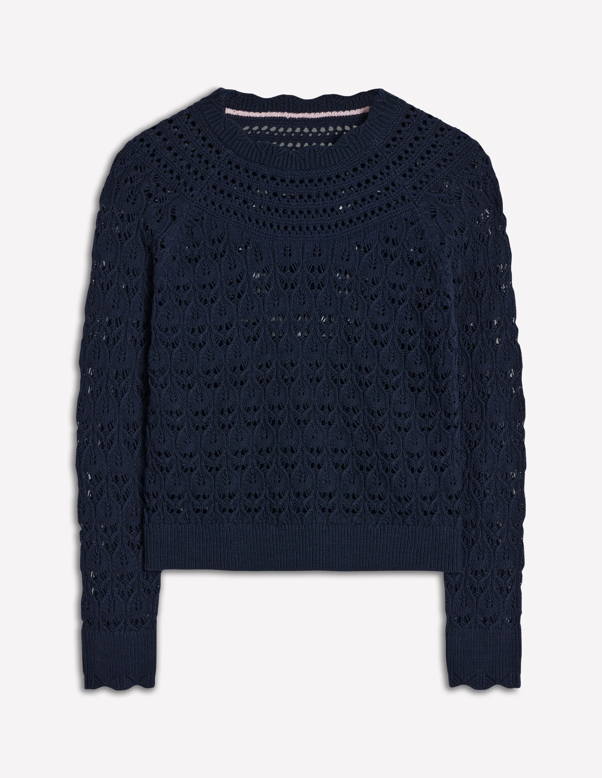 Crochet Mix Stitch Jumper-Navy - Image 6