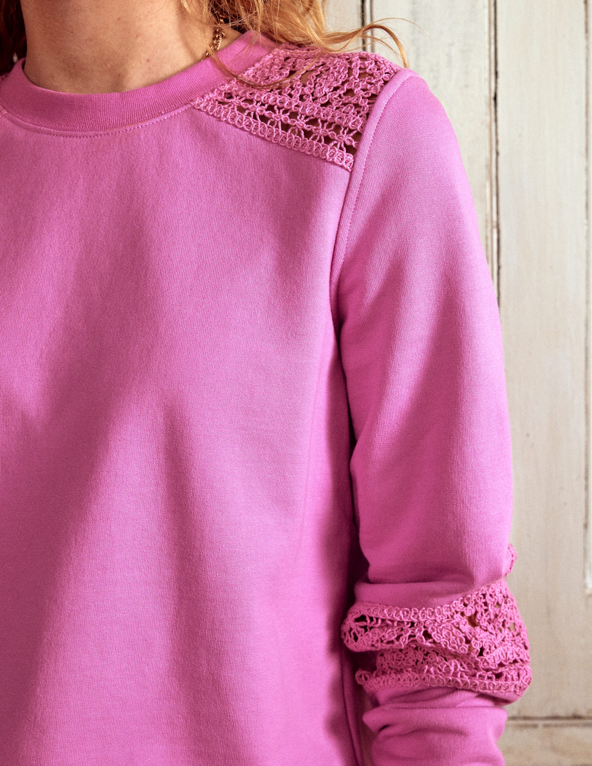 Crochet Trim Sweatshirt-Purple - Image 2