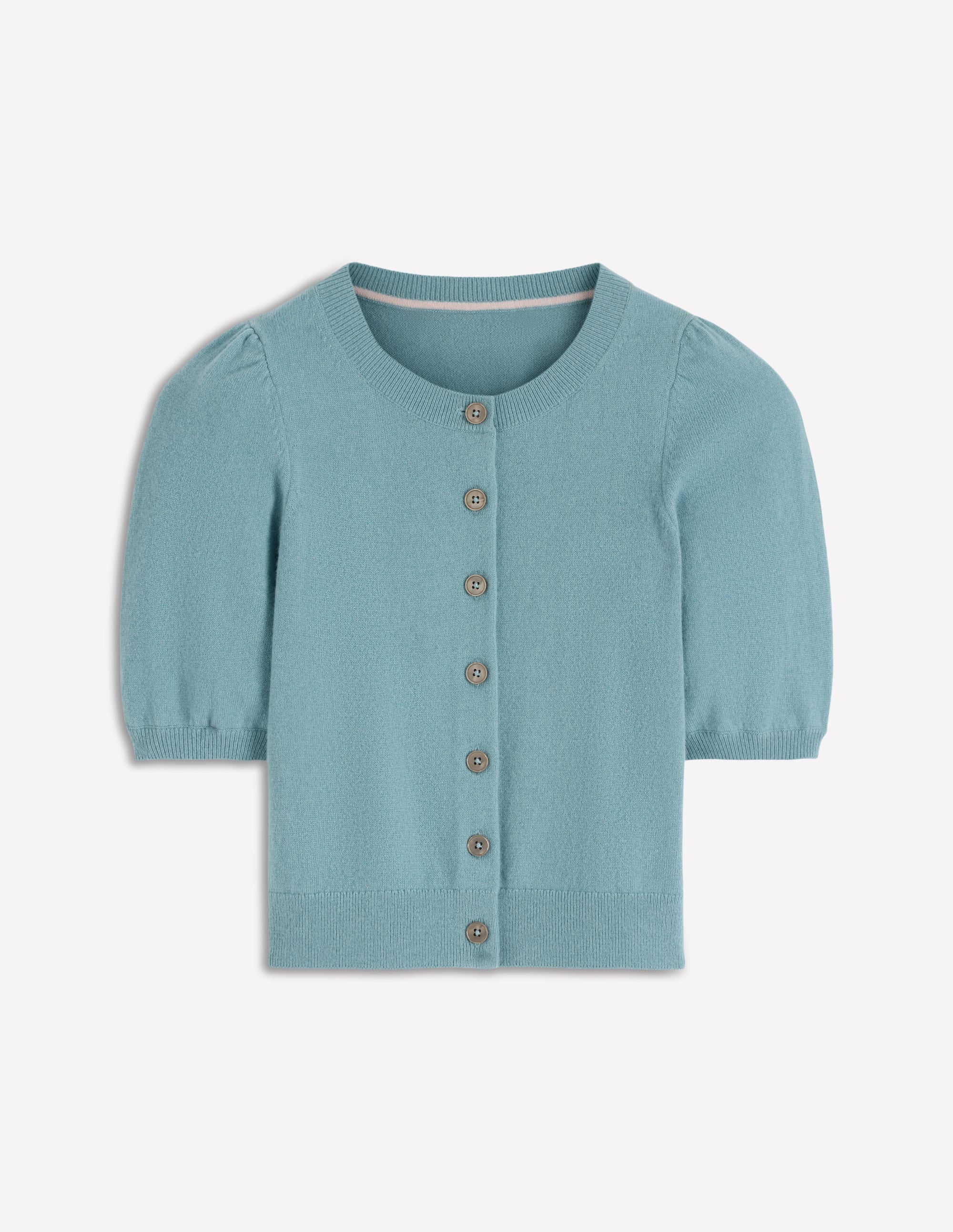 Cropped Cashmere Cardigan-Misty Blue - Image 5