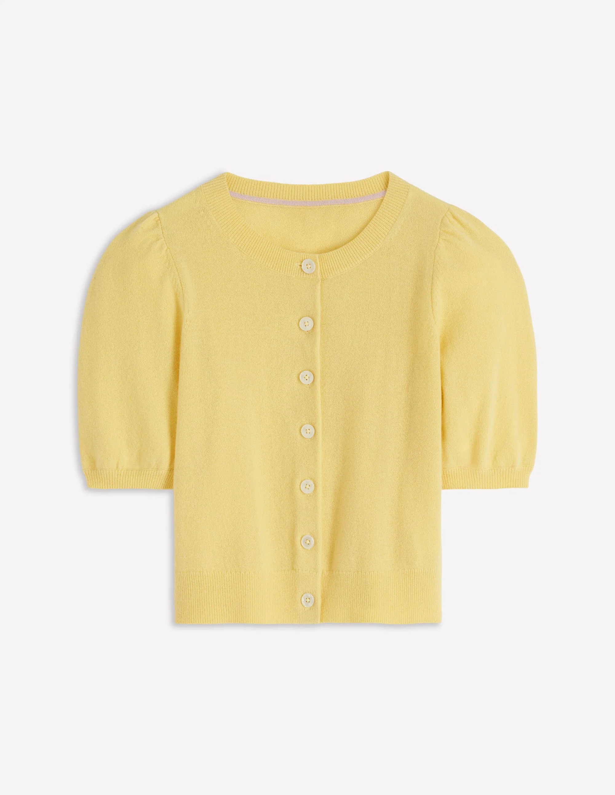 Cropped Cashmere Cardigan-Sandstone Yellow - Image 8