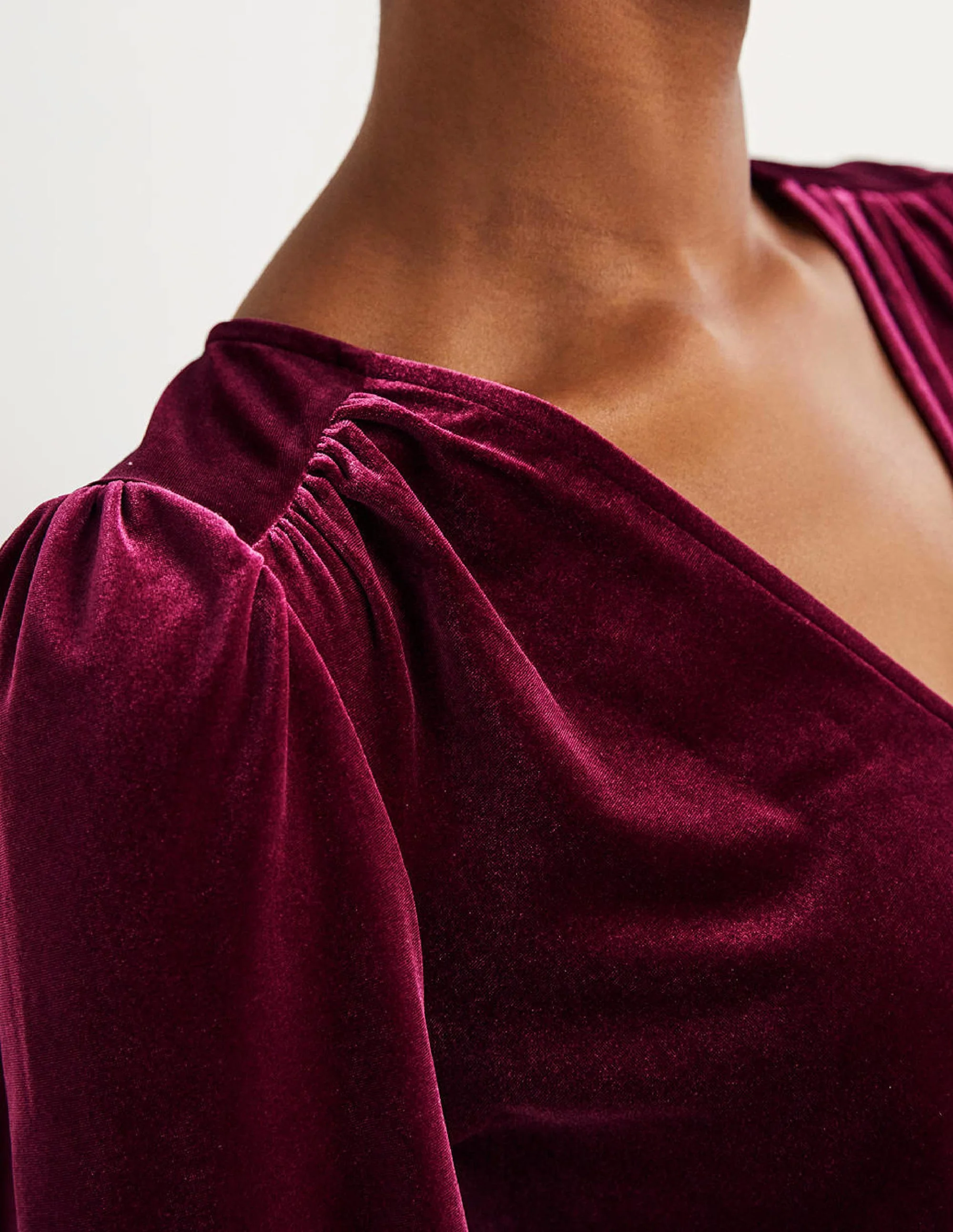 Cropped Velvet Blouson Top-Mulled Wine Purple - Image 2