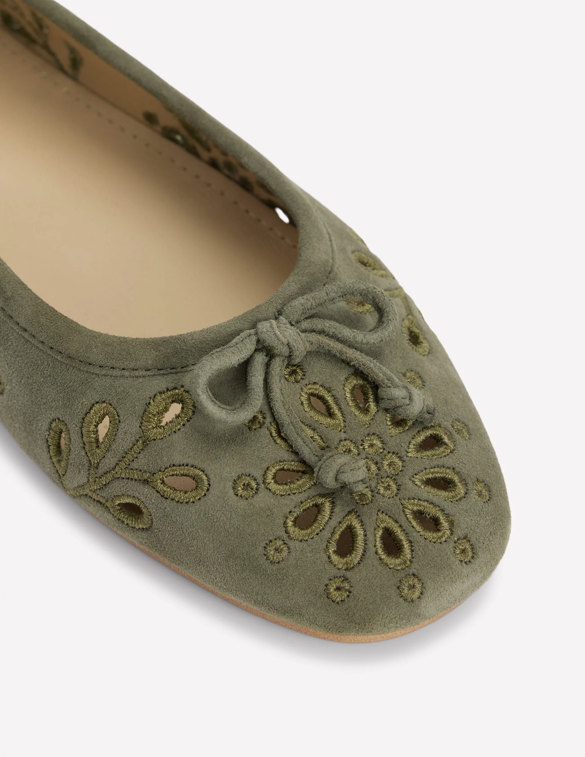 Cut Out Ballet Flats-Deep Olive - Image 4