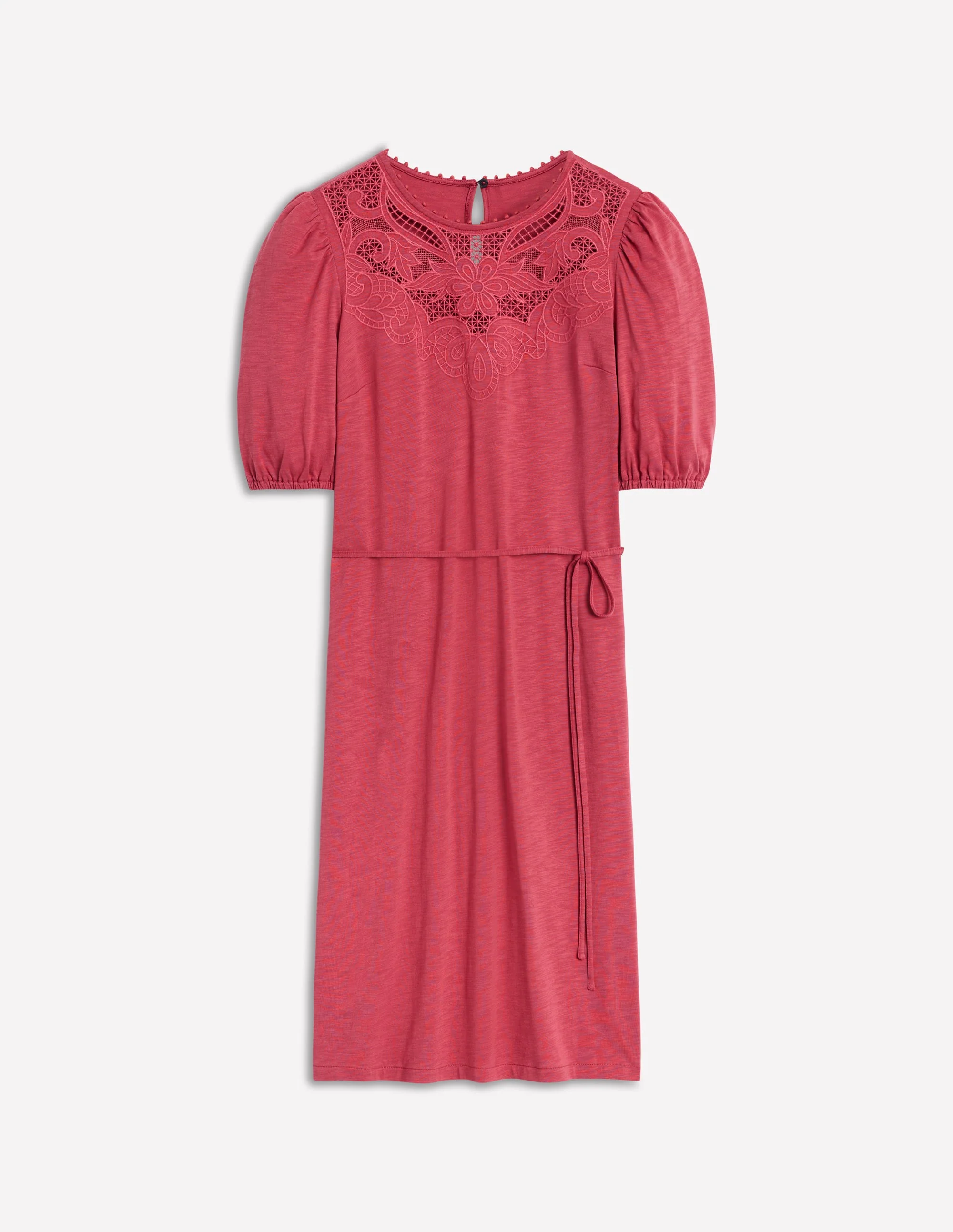 Cutwork Detail Short Dress-Terracotta - Image 5