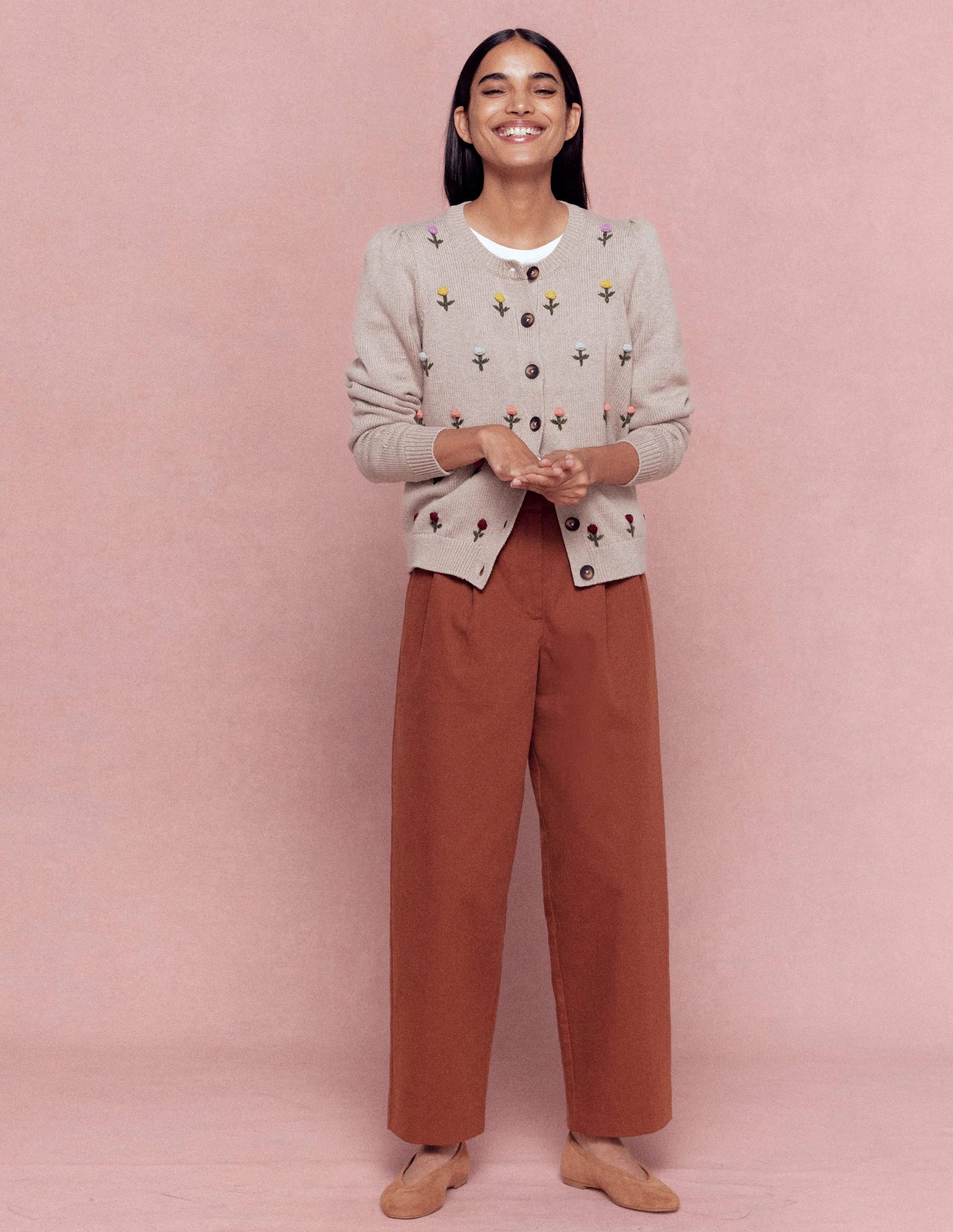 Davina Puff Sleeve Cardigan-Chinchilla Embroidery - Image 5