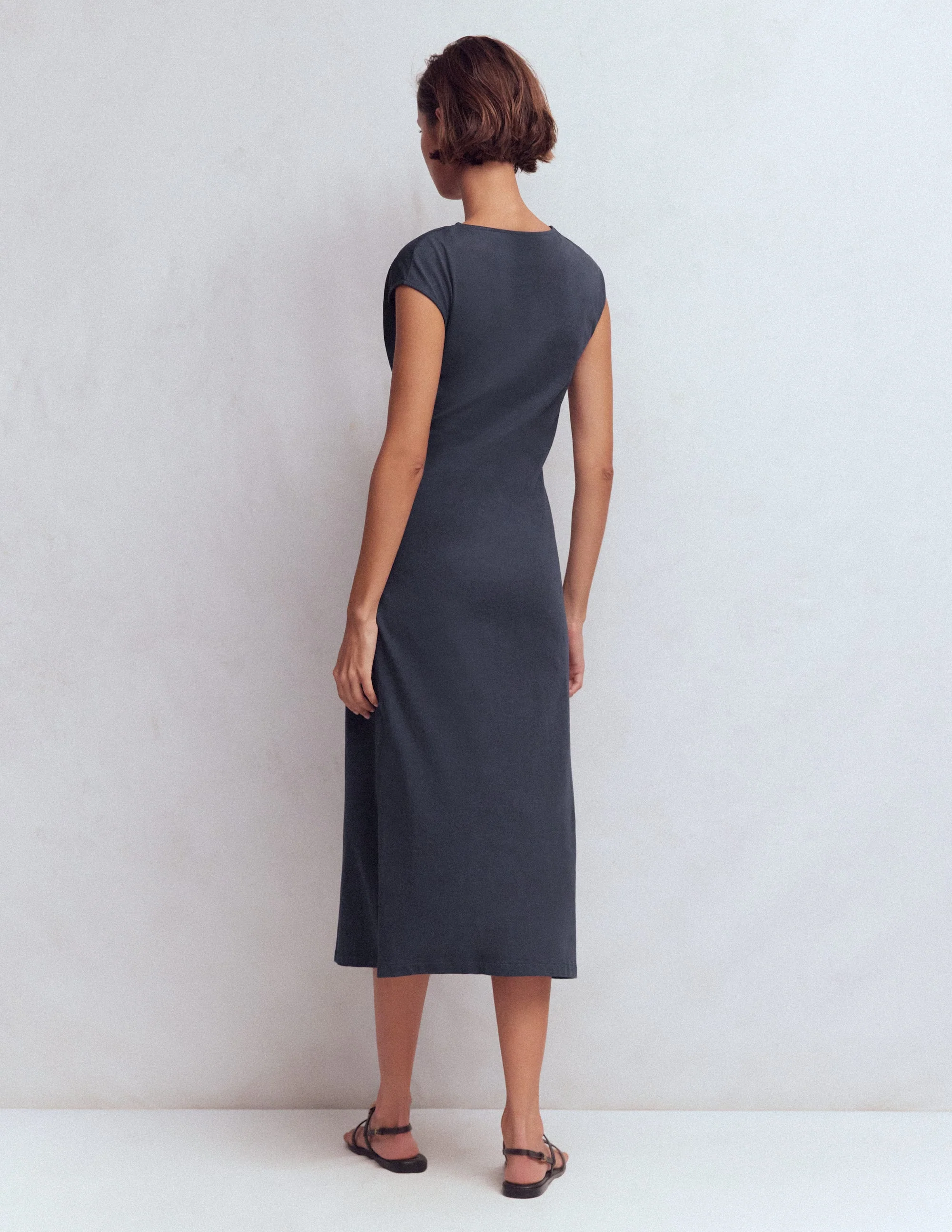Delilah Twist Midi Dress-Navy - Image 3