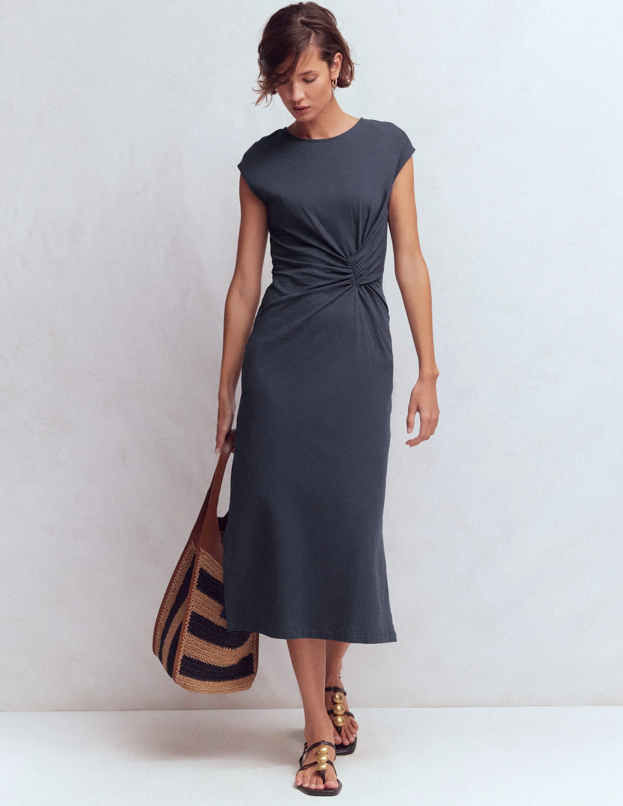 Delilah Twist Midi Dress-Navy - Image 5