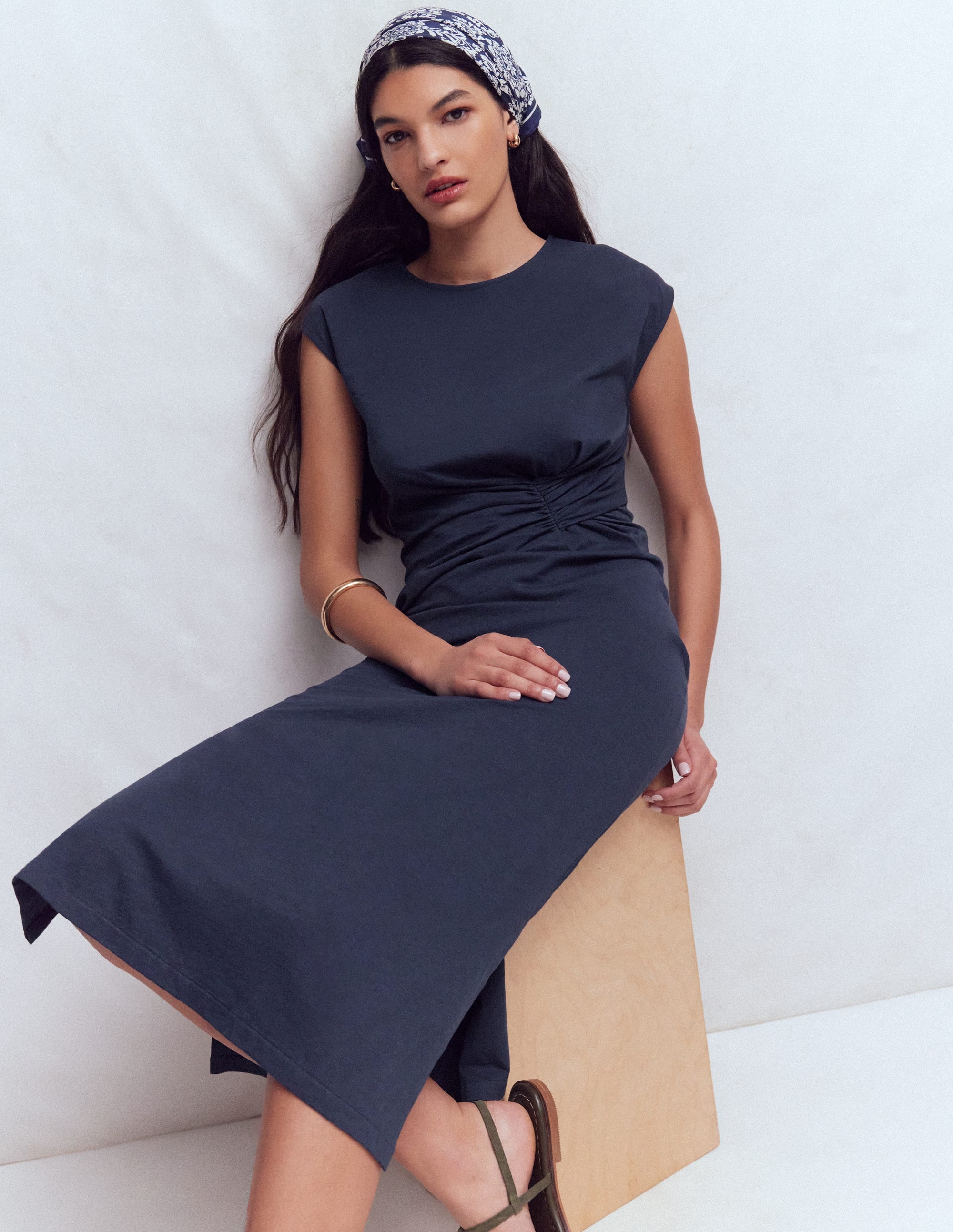 Delilah Twist Midi Dress-Navy - Image 6