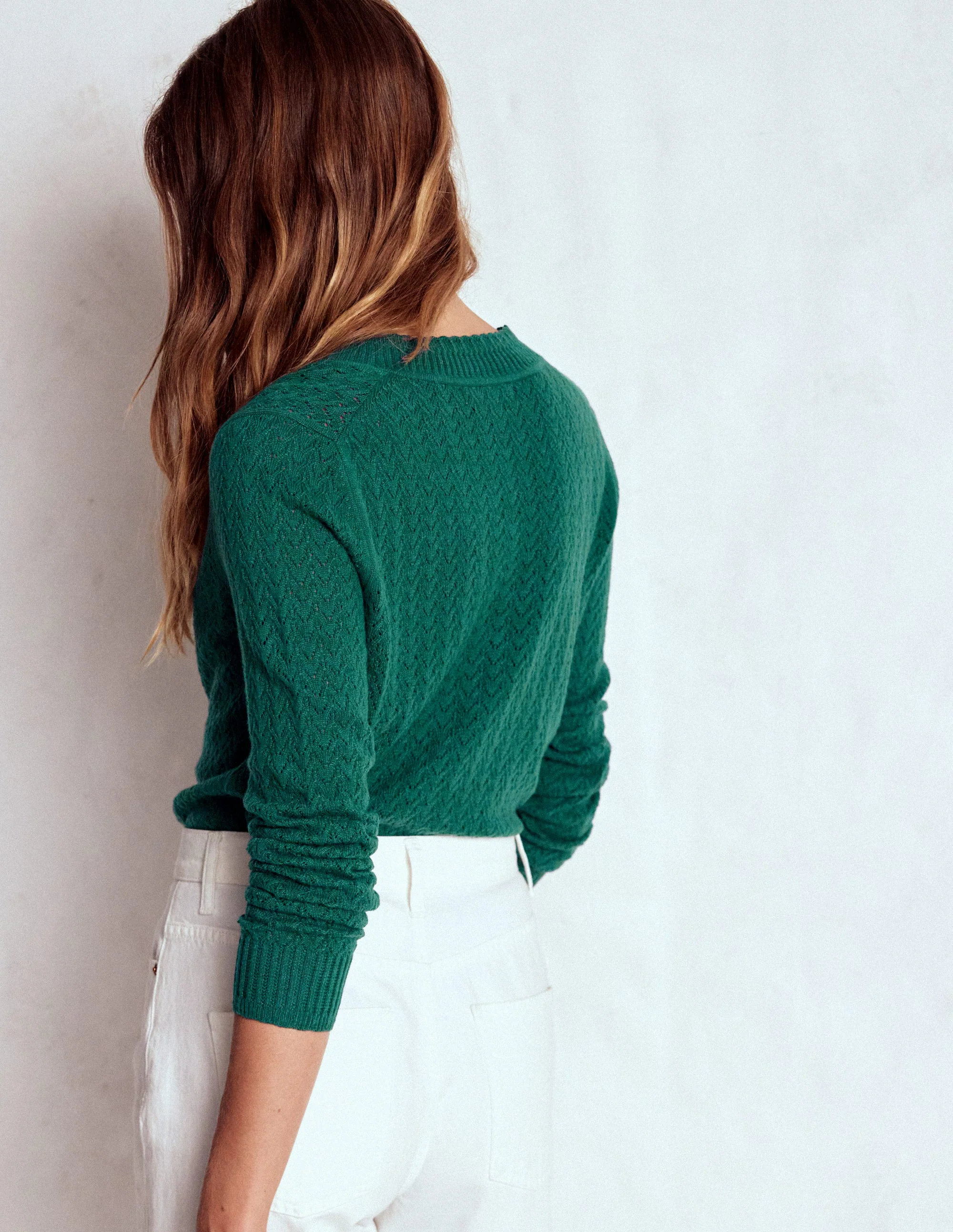 Diane Pointelle Cardigan-Drake Green - Image 3