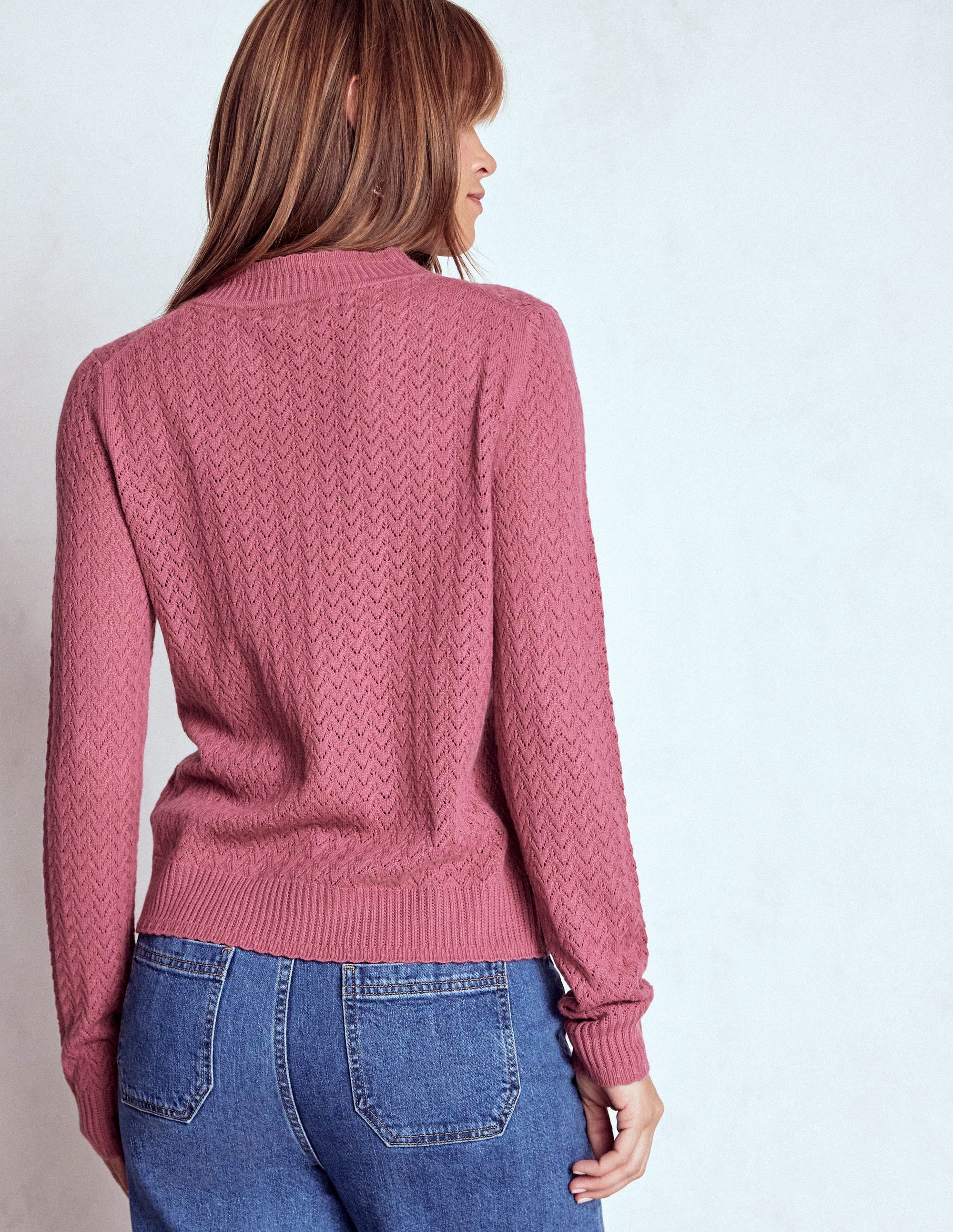 Diane Pointelle Cardigan-Pink Heather - Image 3