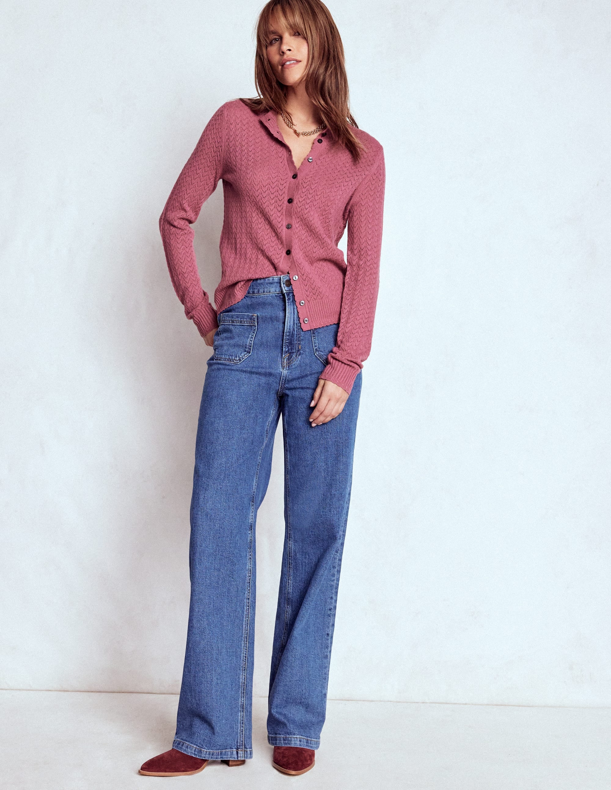 Diane Pointelle Cardigan-Pink Heather - Image 4